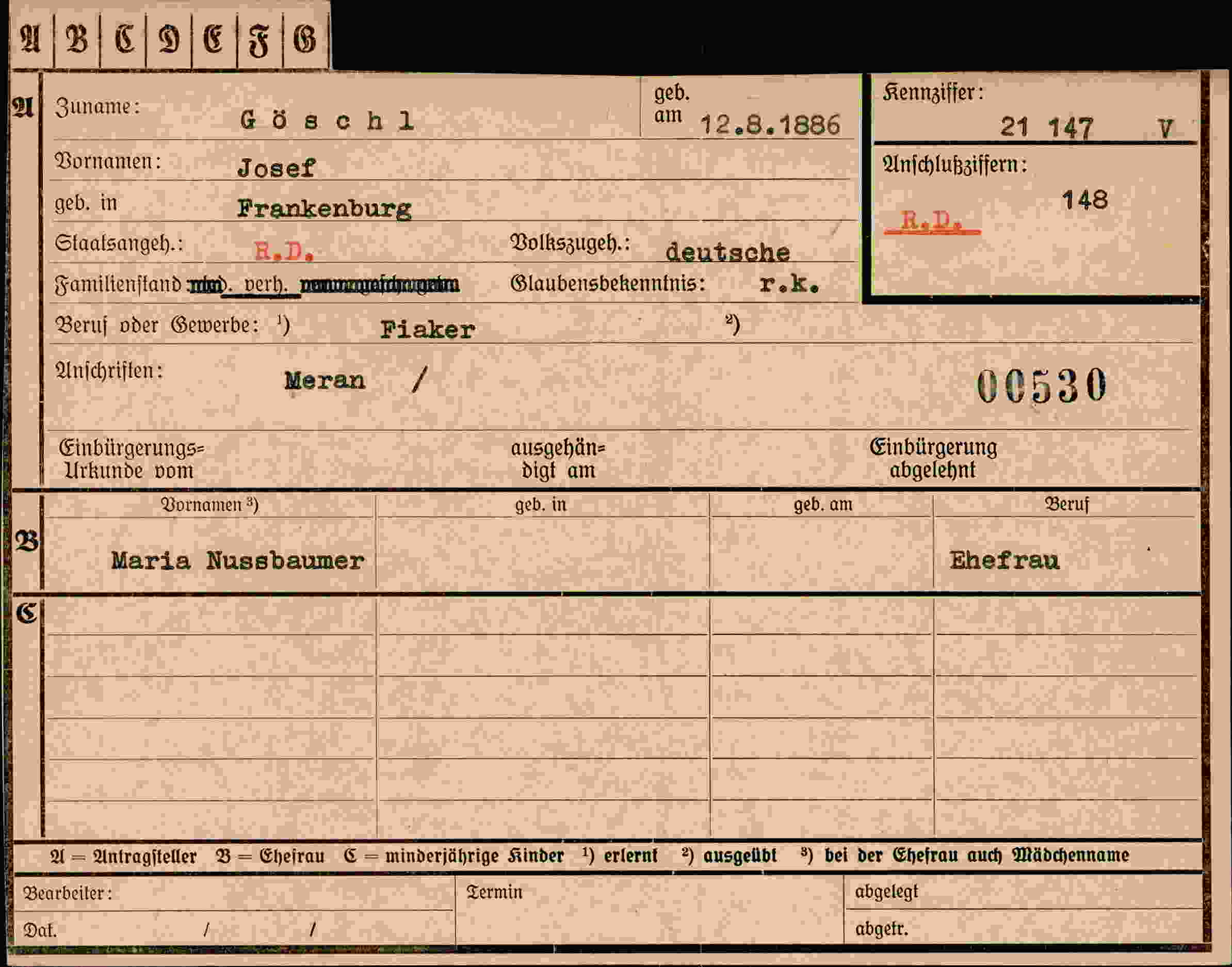 Dokument für Josef Göschl