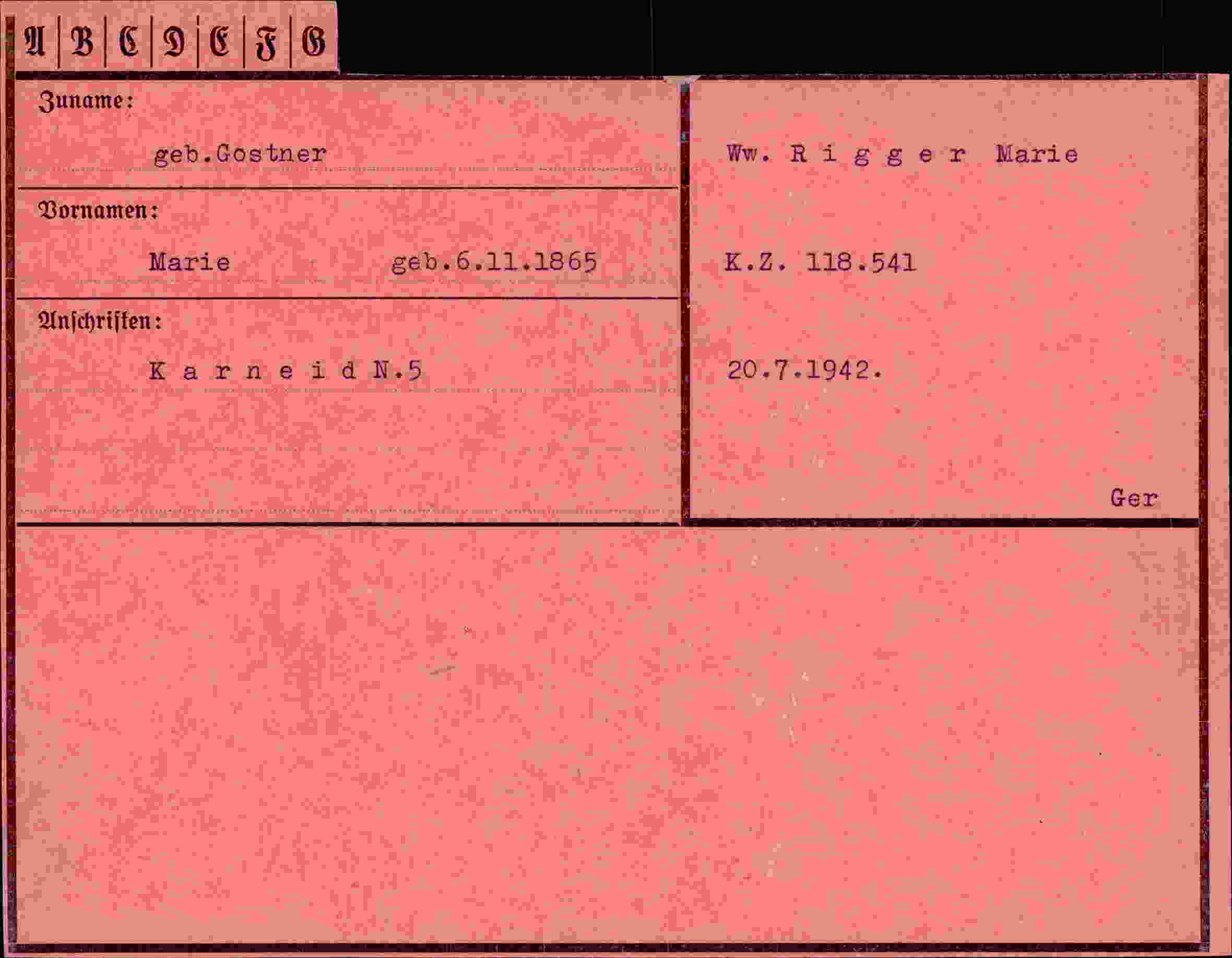 Vorderseite des Dokuments