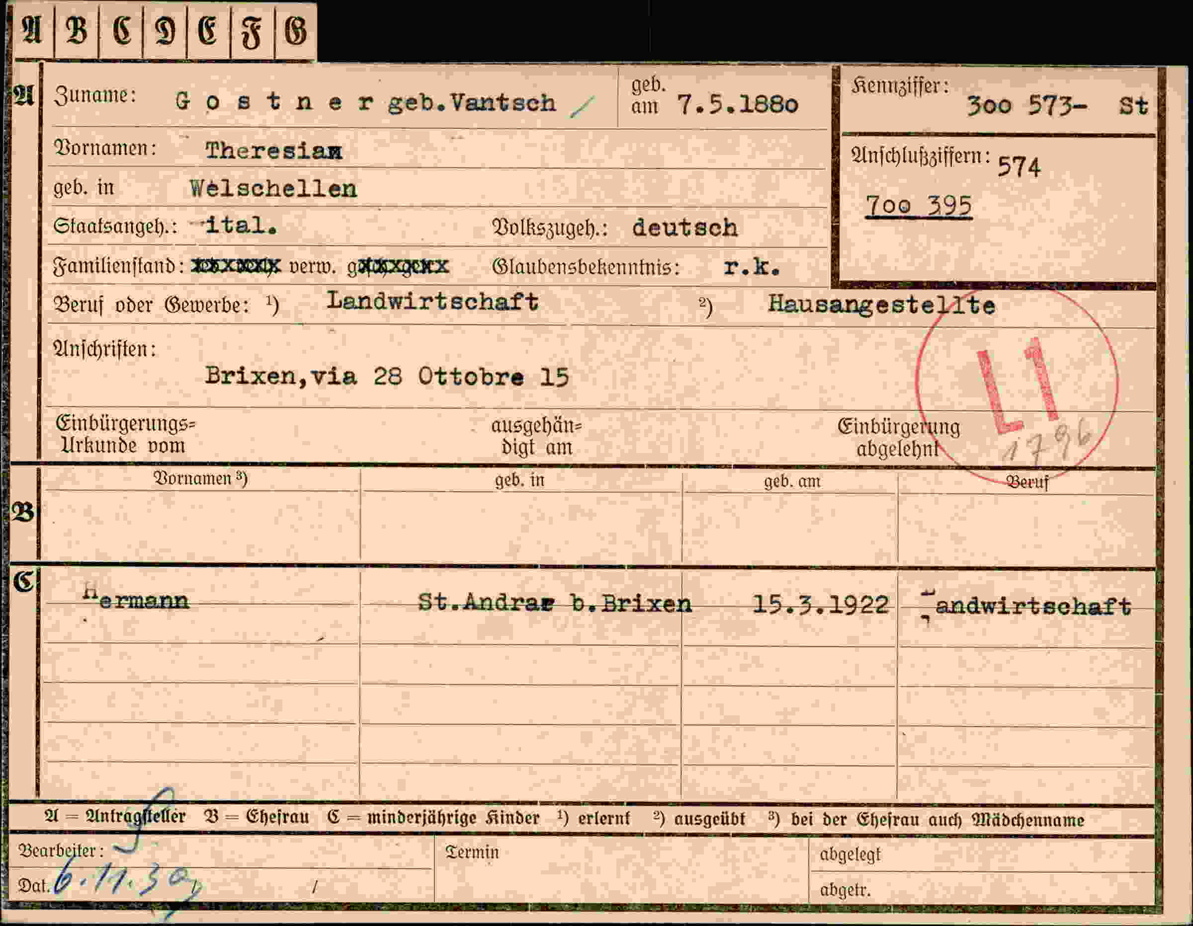 Dokument für Theresian Gostner