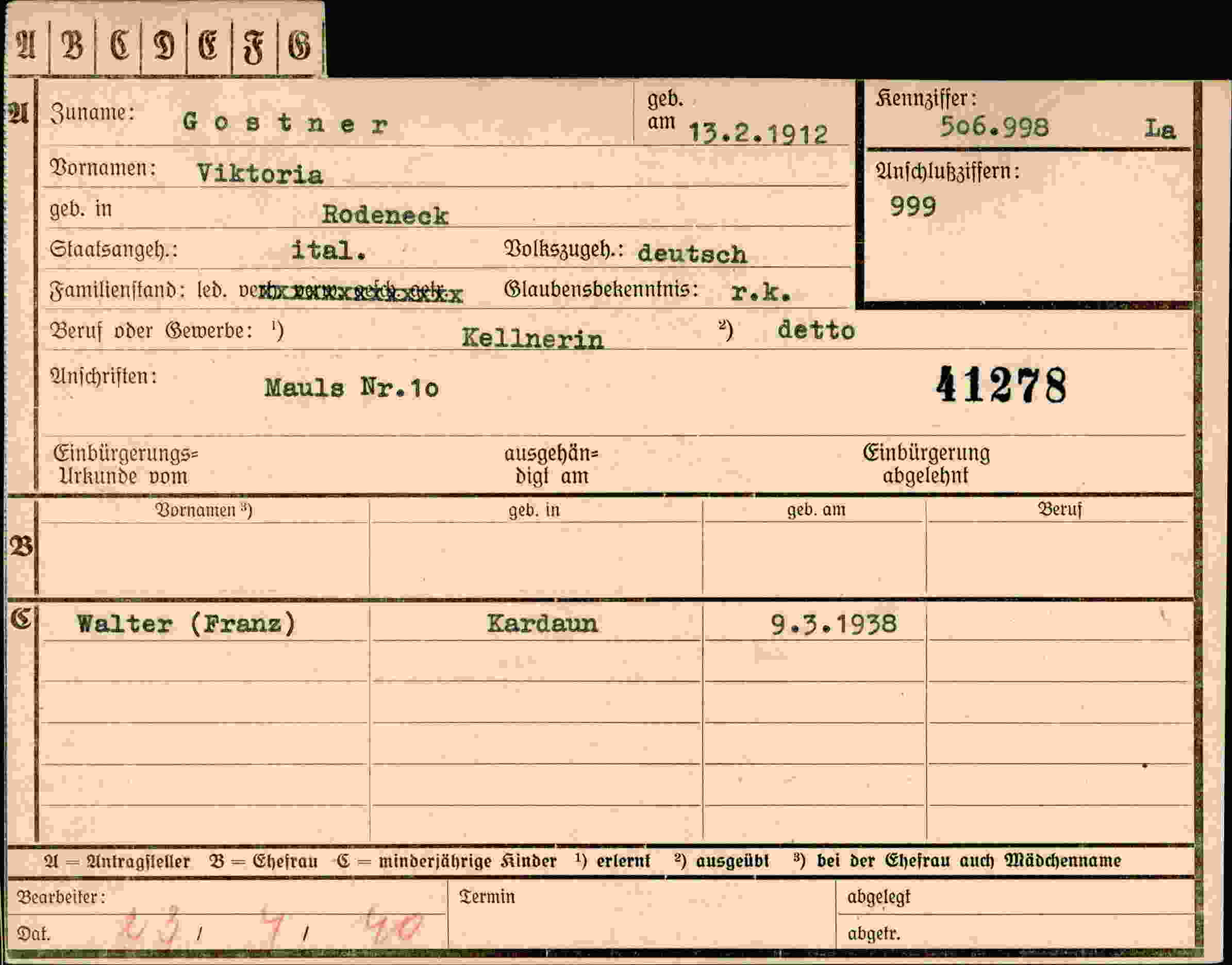 Dokument für Viktoria Gostner
