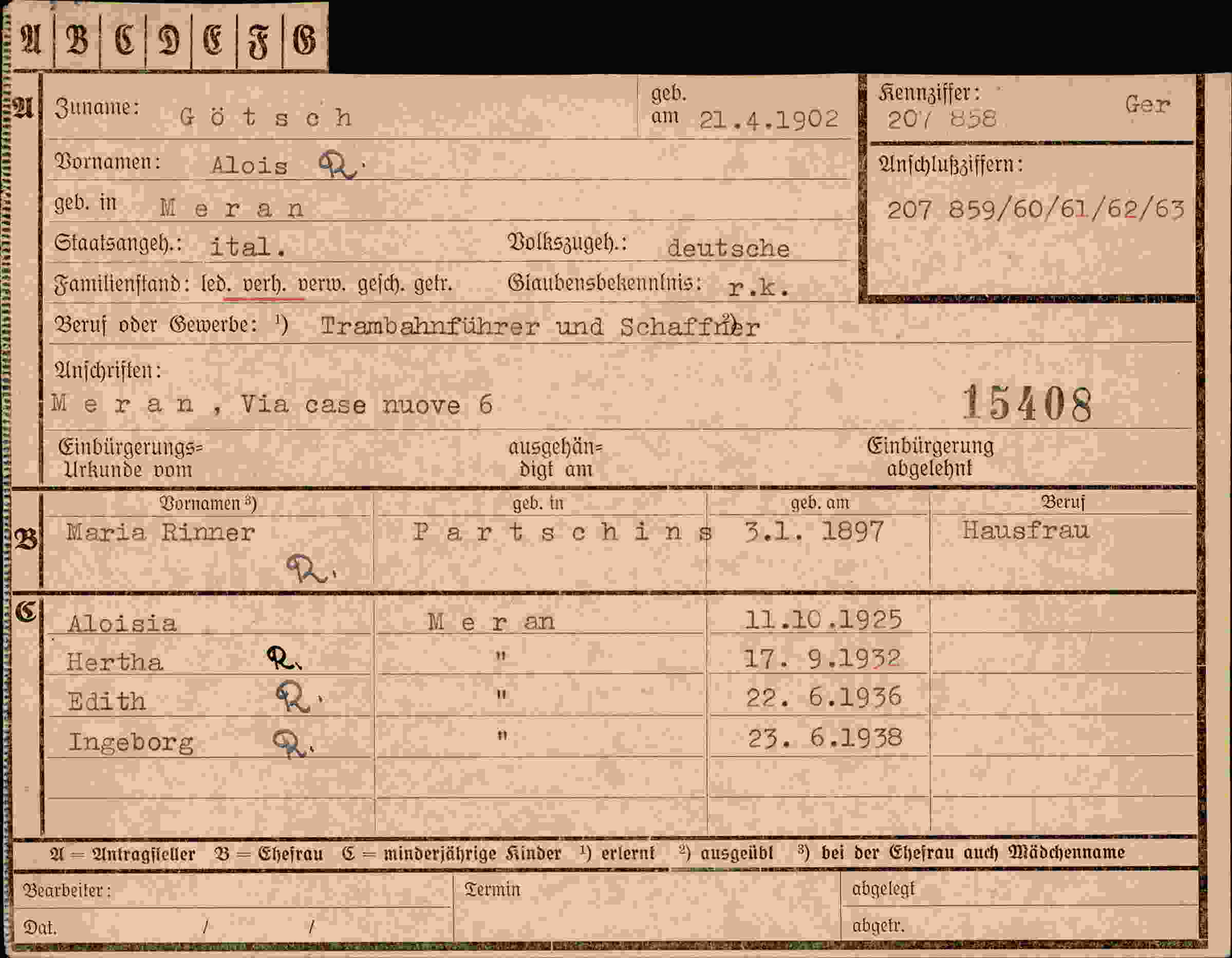 Dokument für Alois Götsch