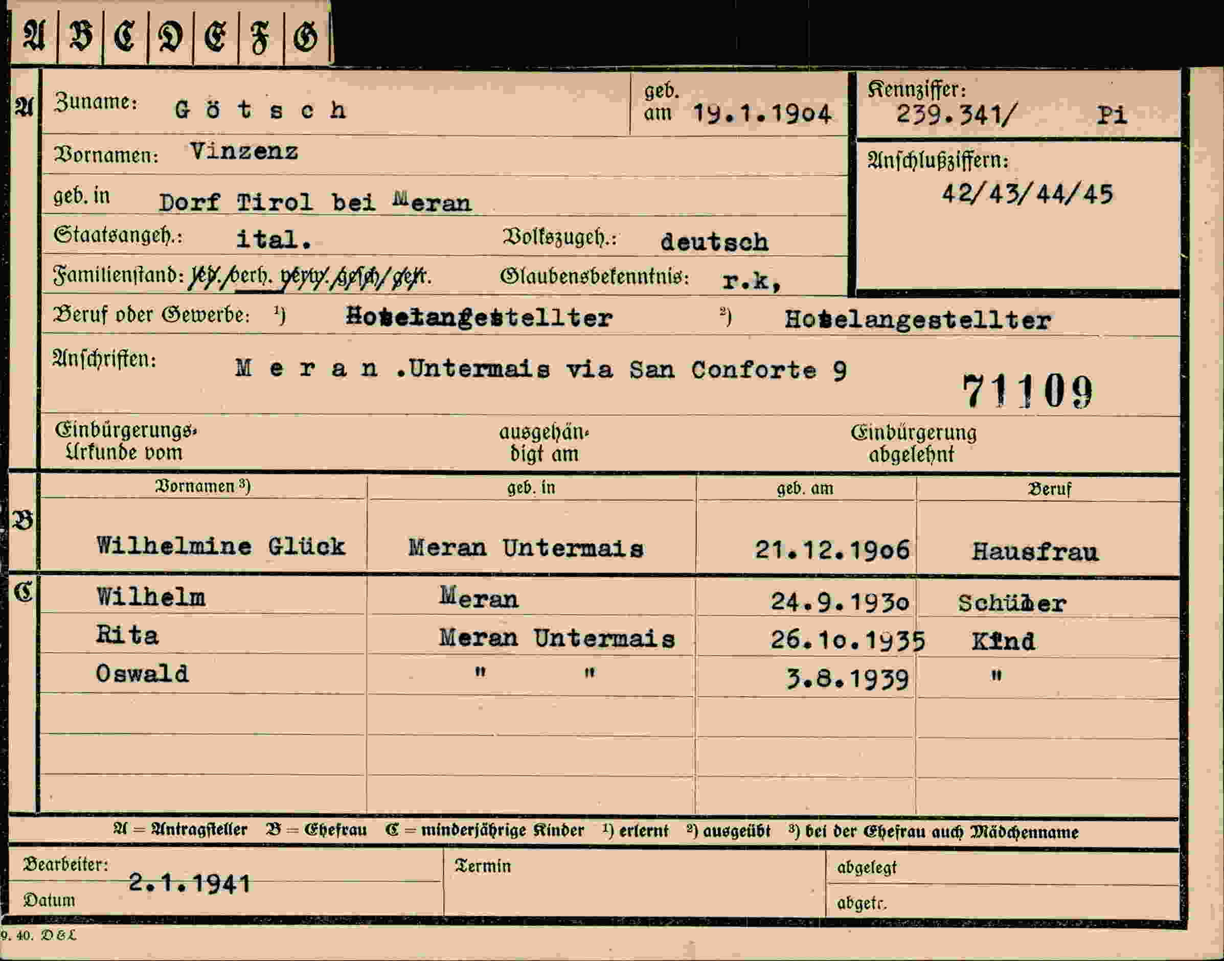 Vorderseite des Dokuments