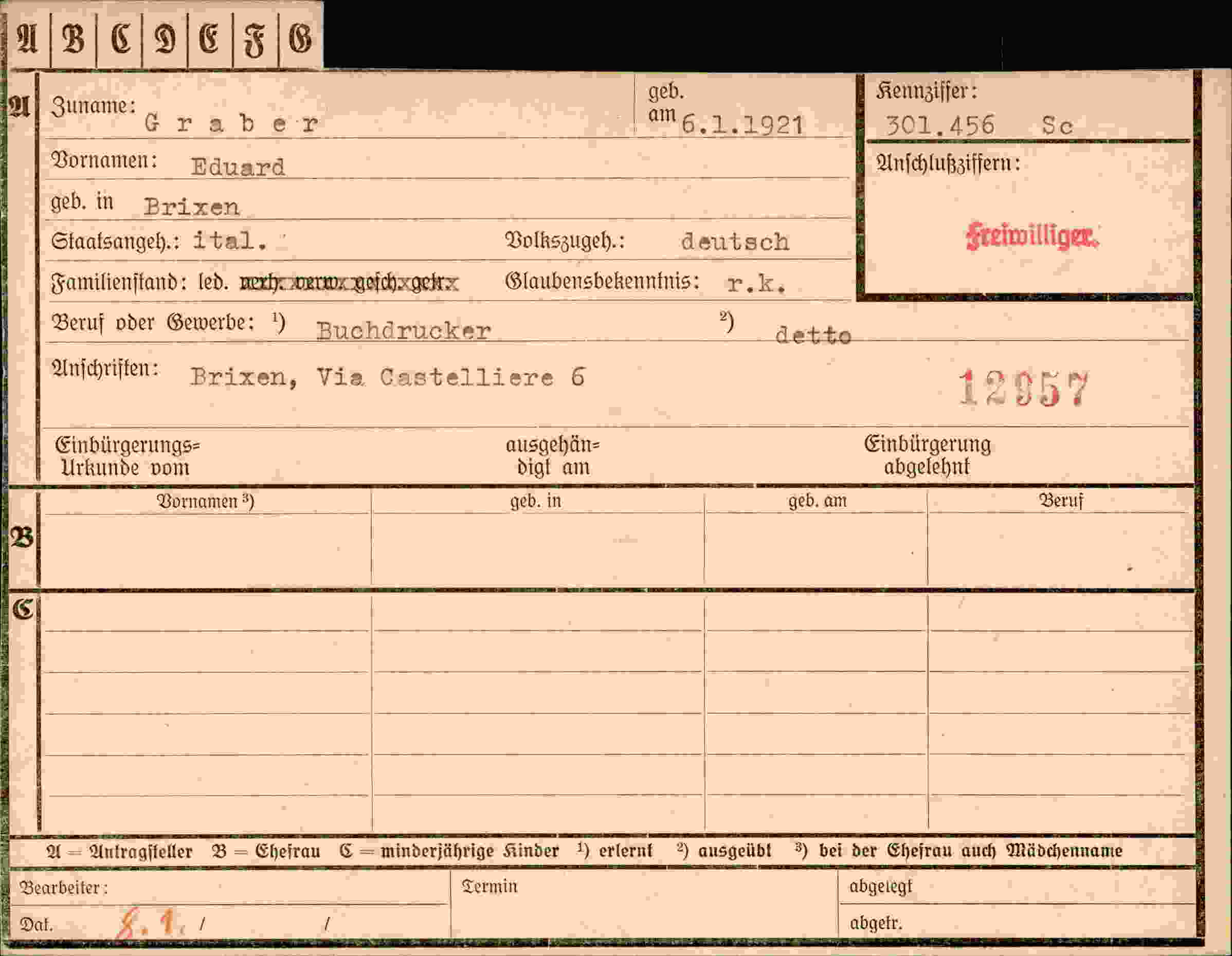Dokument für Eduard Graber