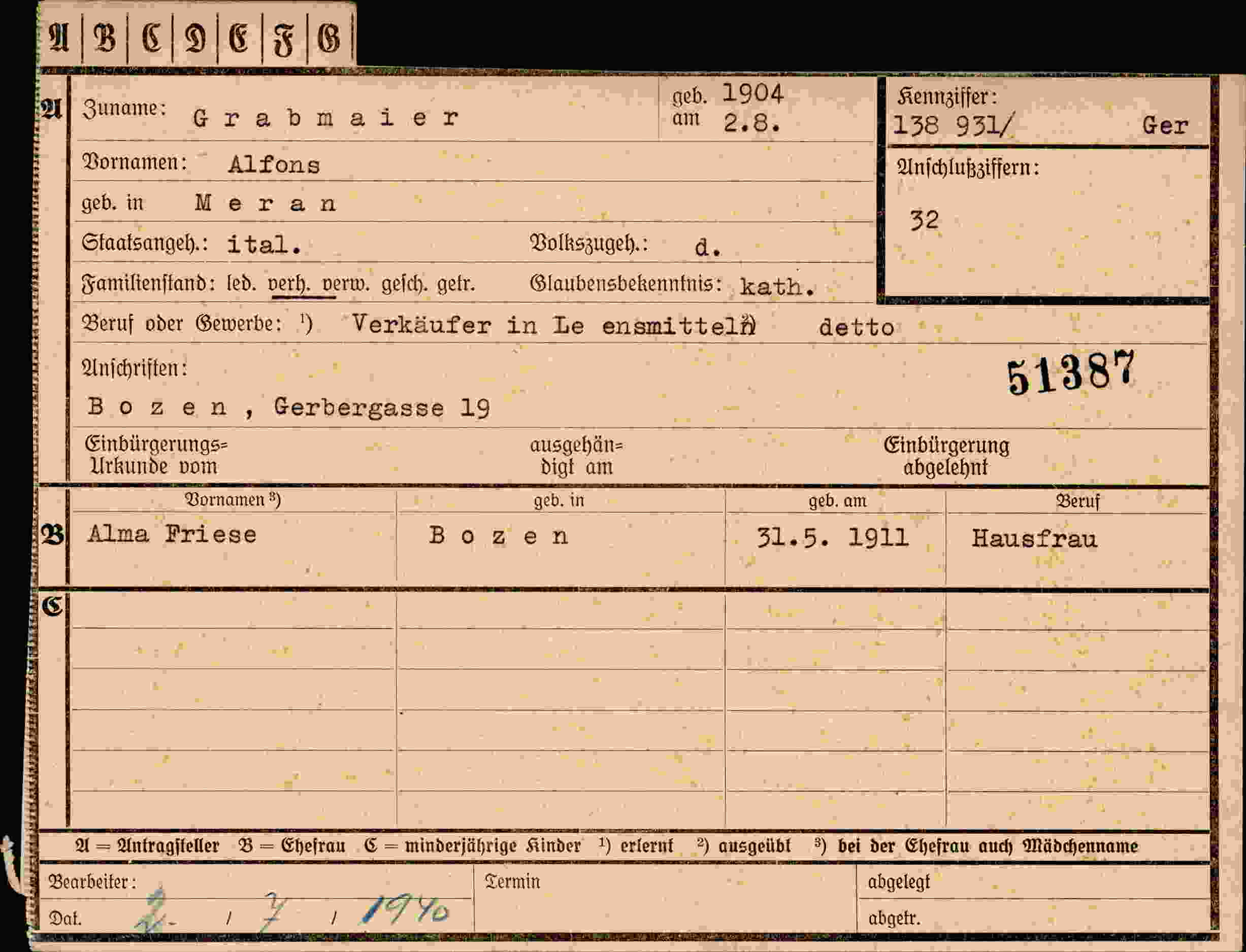 Vorderseite des Dokuments