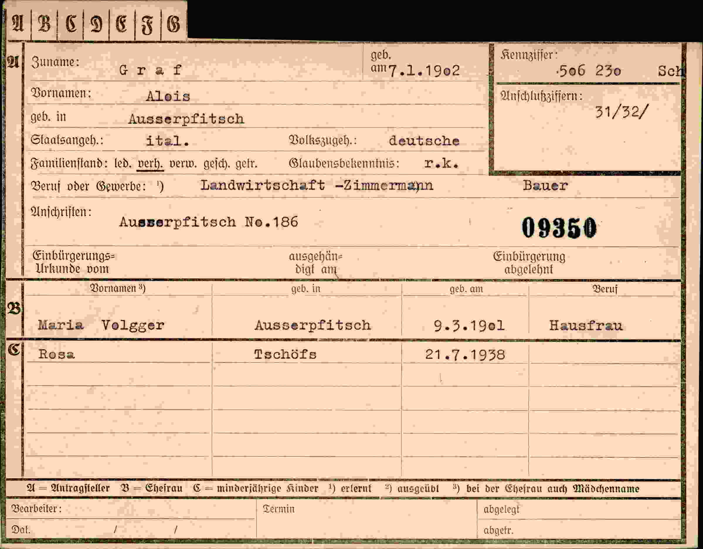 Vorderseite des Dokuments