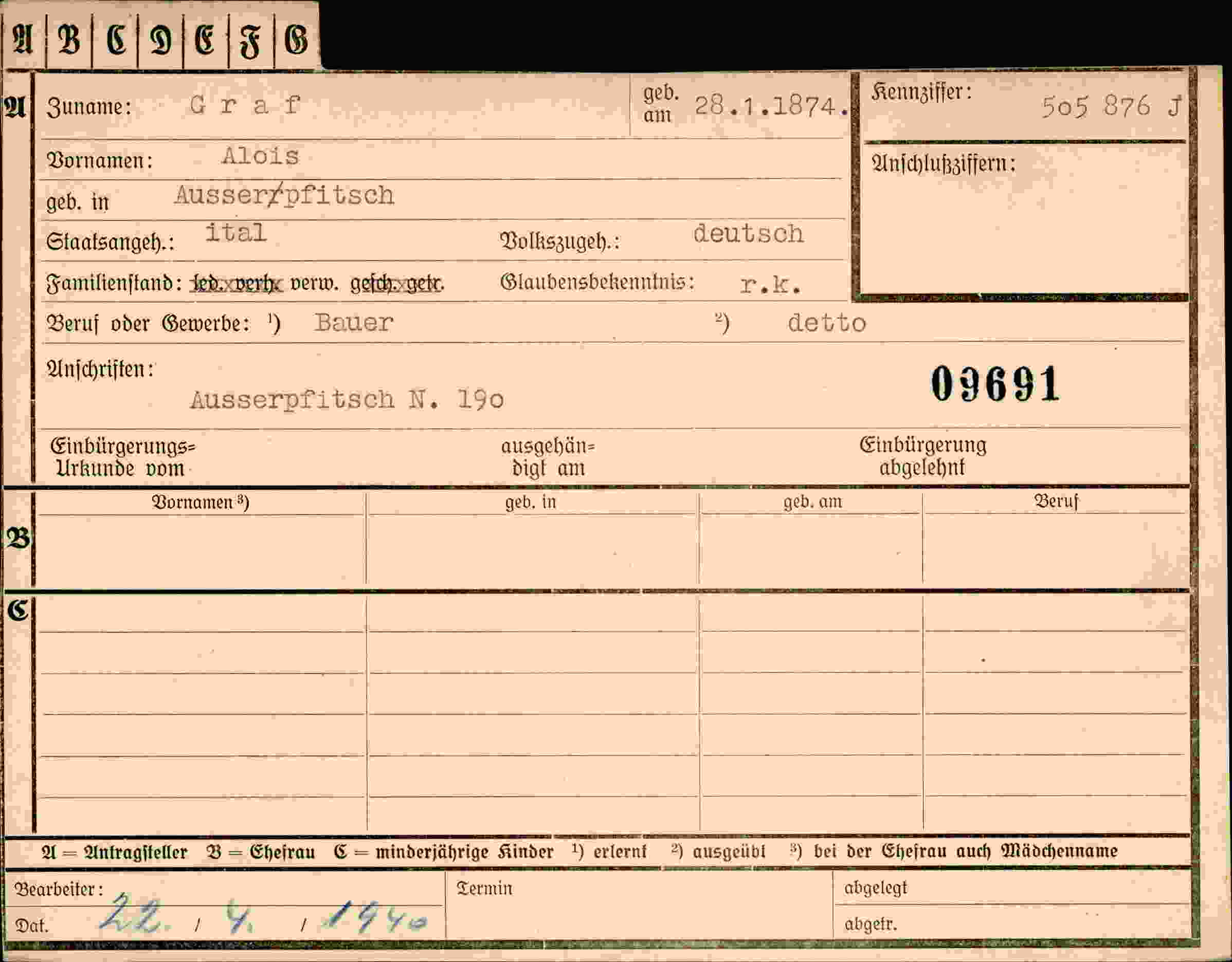 Dokument für Alois Graf