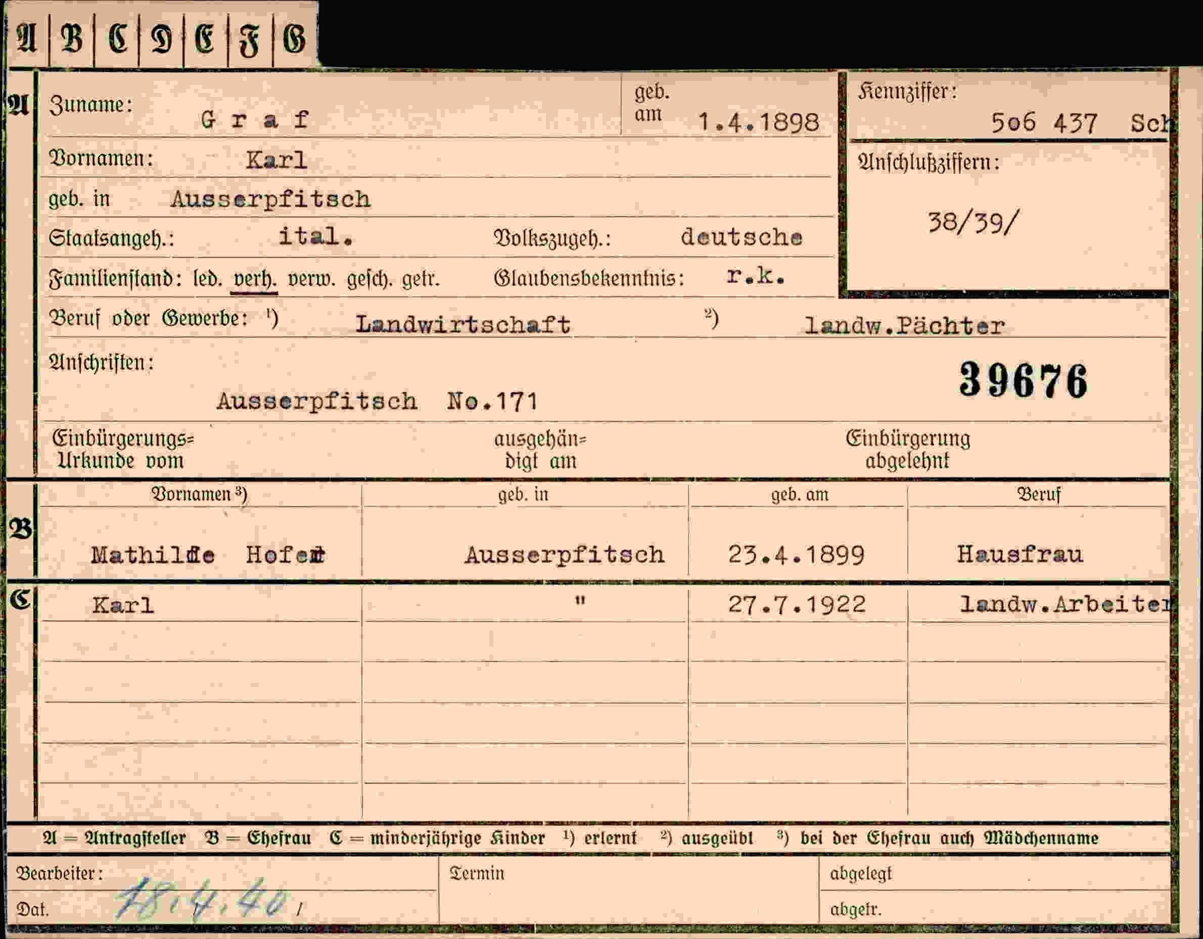 Dokument für Karl Graf
