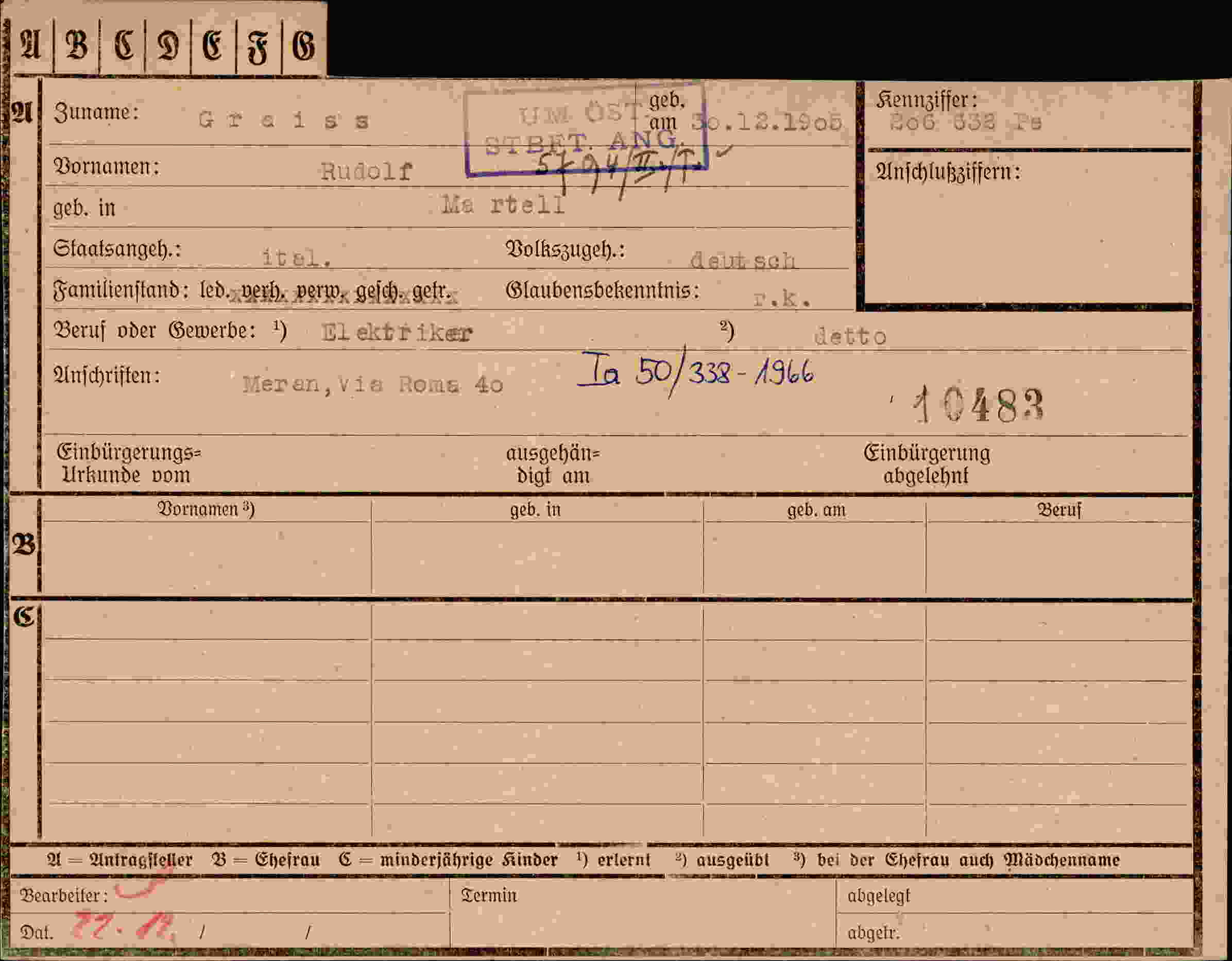 Dokument für Rudolf Graiss