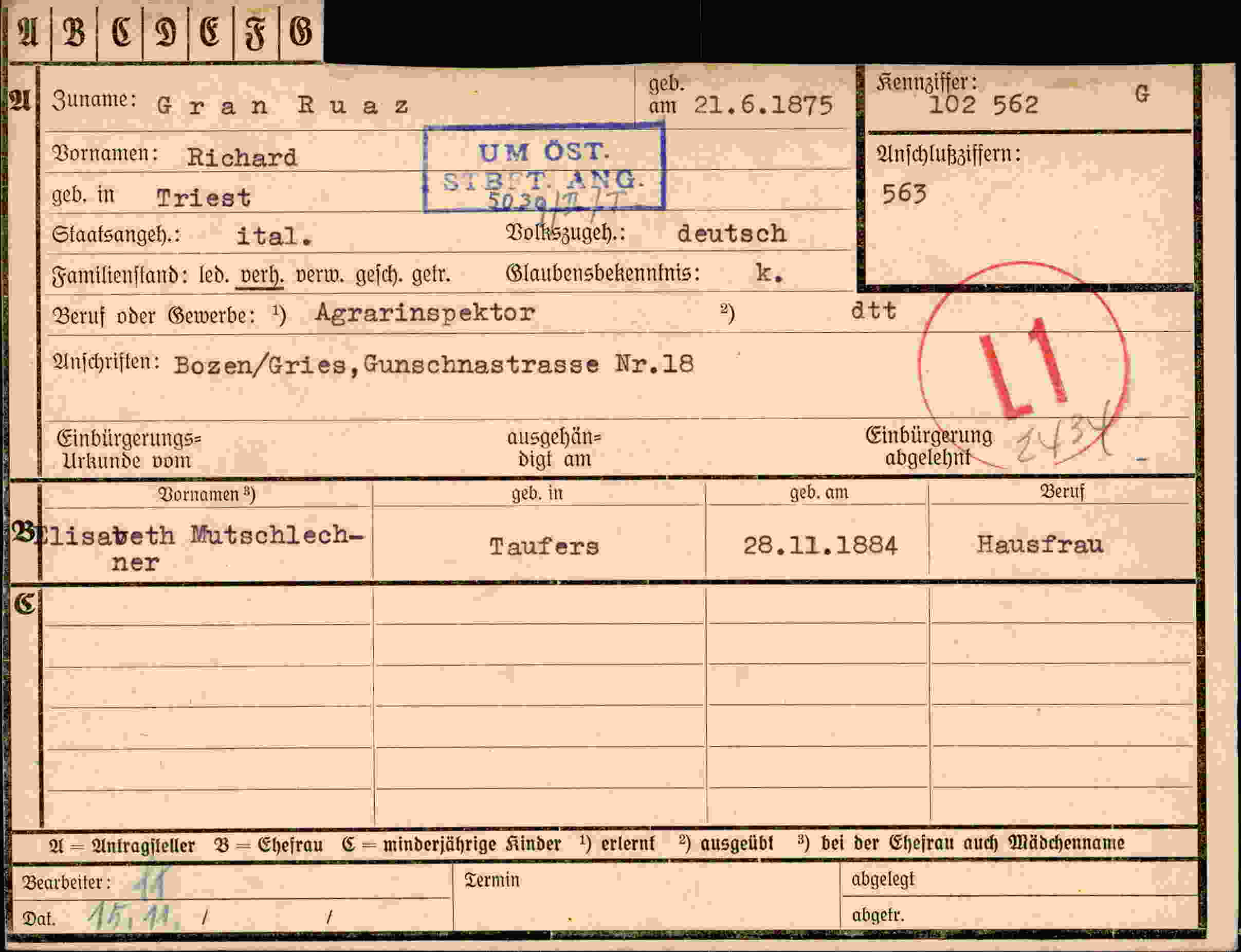 Vorderseite des Dokuments