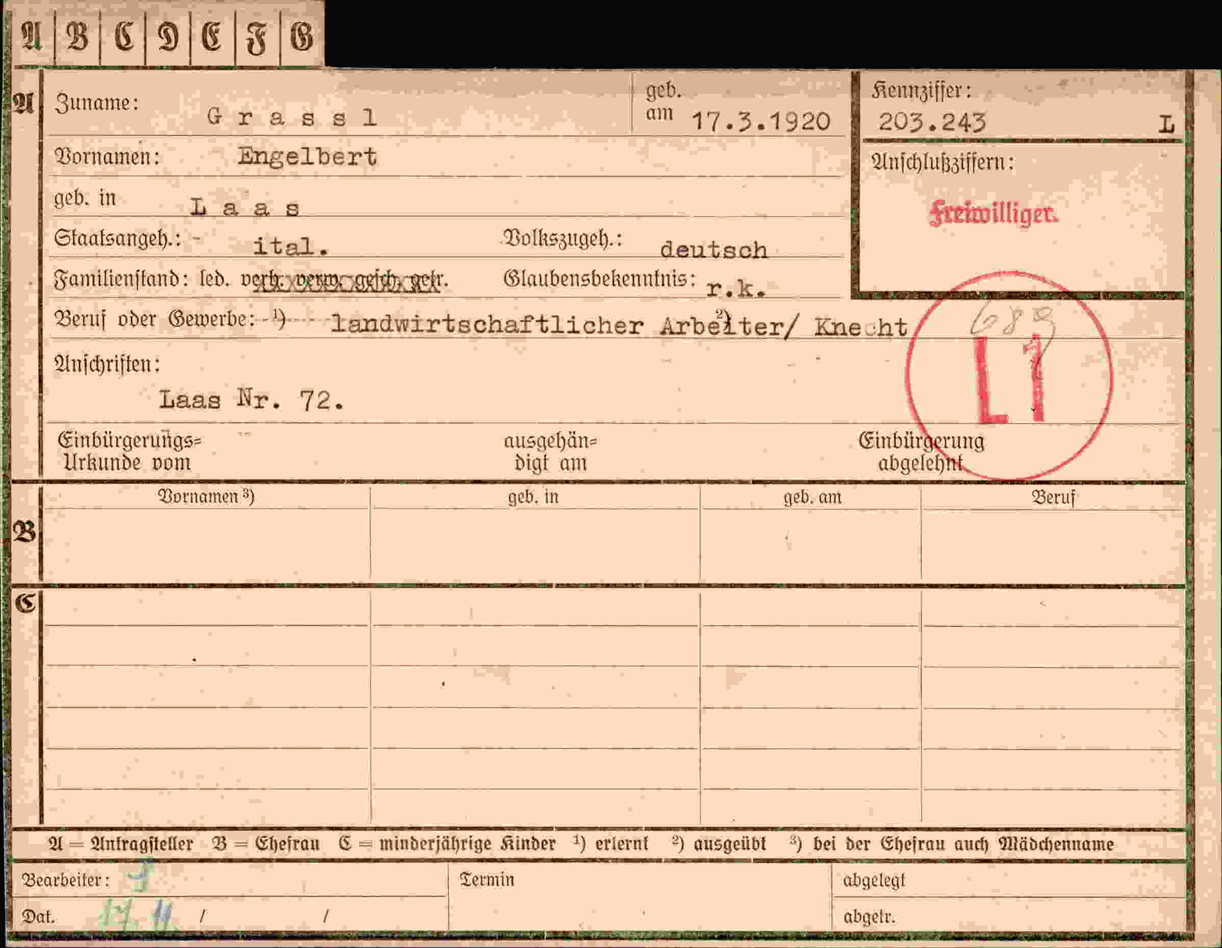 Vorderseite des Dokuments
