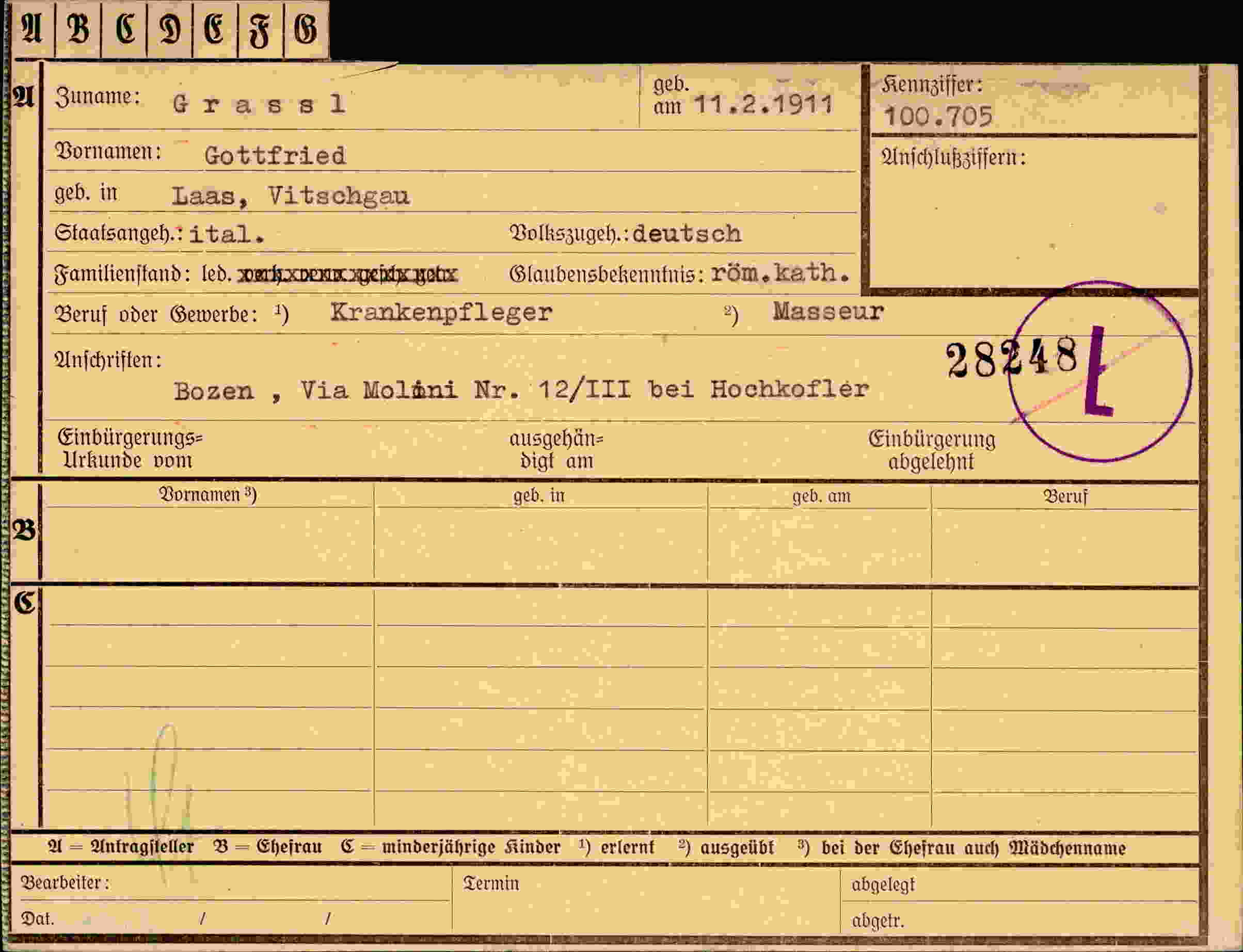 Dokument für Gottfried Grassl