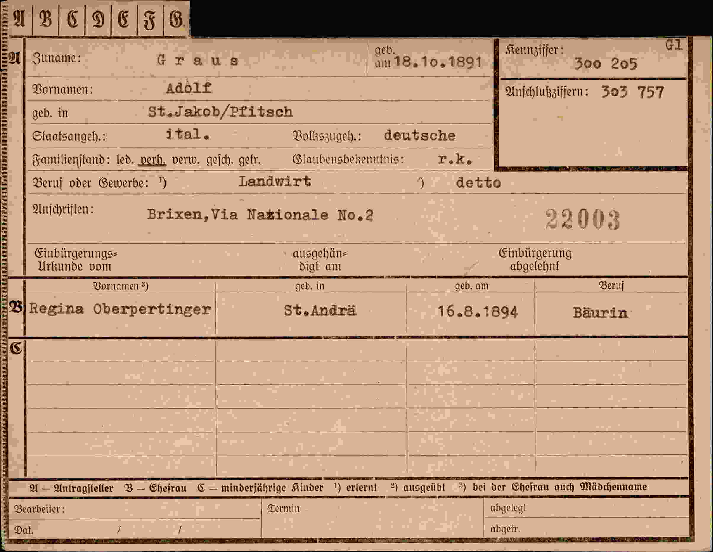 Dokument für Adolf Graus