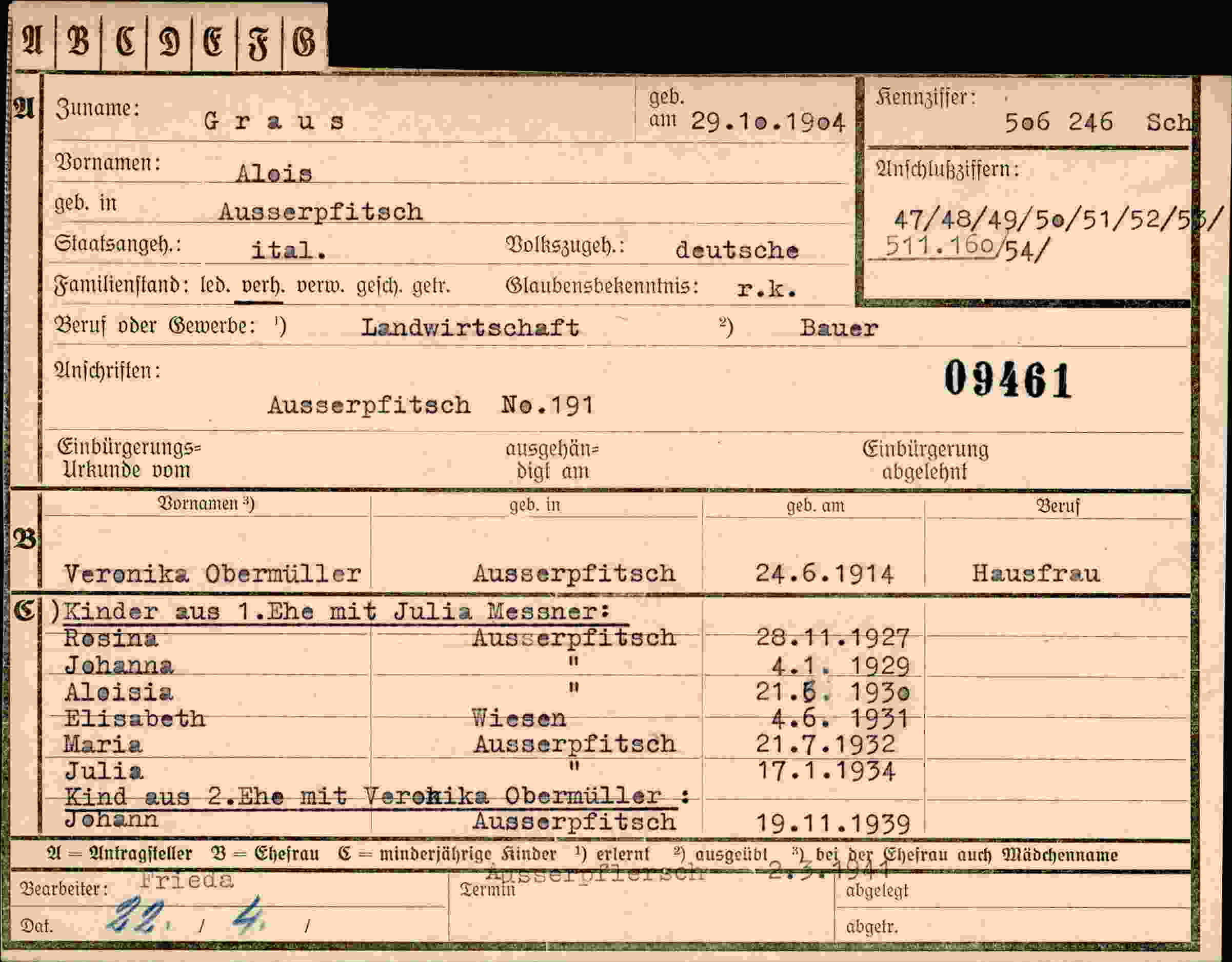 Dokument für Alois Graus