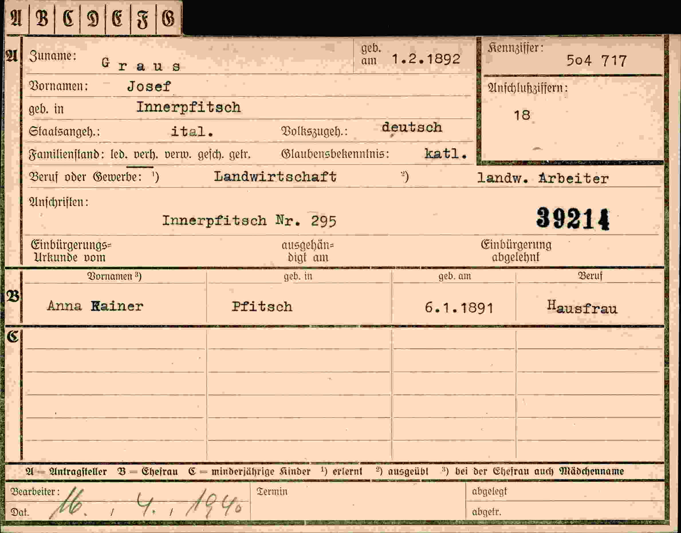 Dokument für Josef Graus