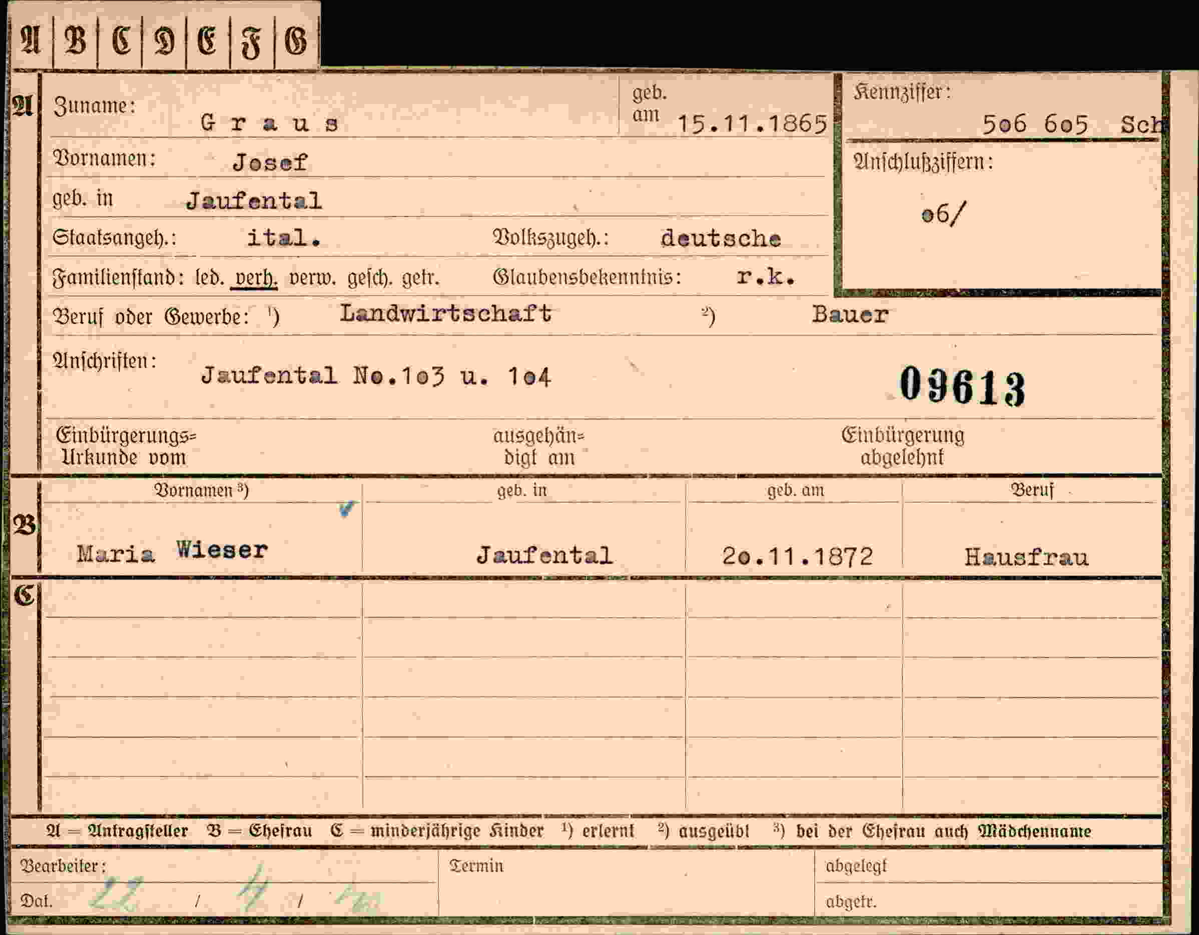 Vorderseite des Dokuments