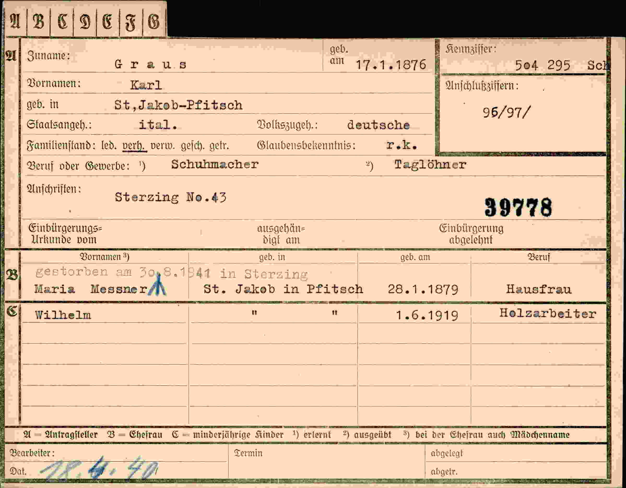 Dokument für Karl Graus