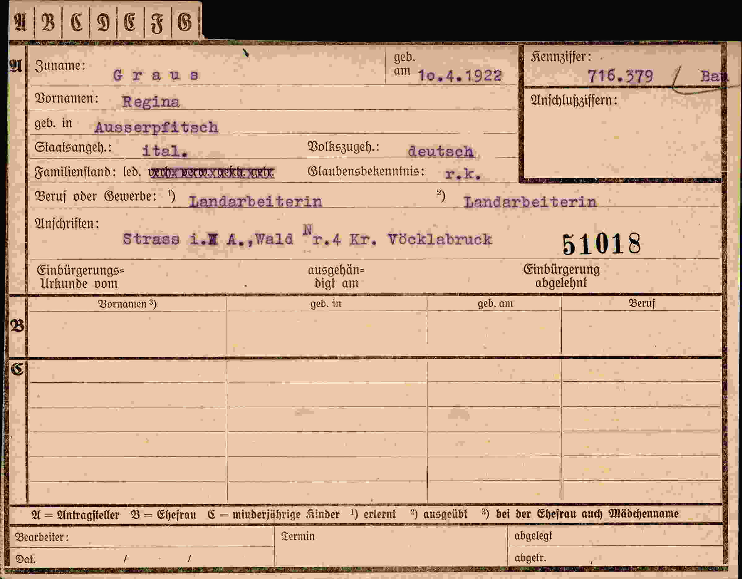 Dokument für Regina Graus