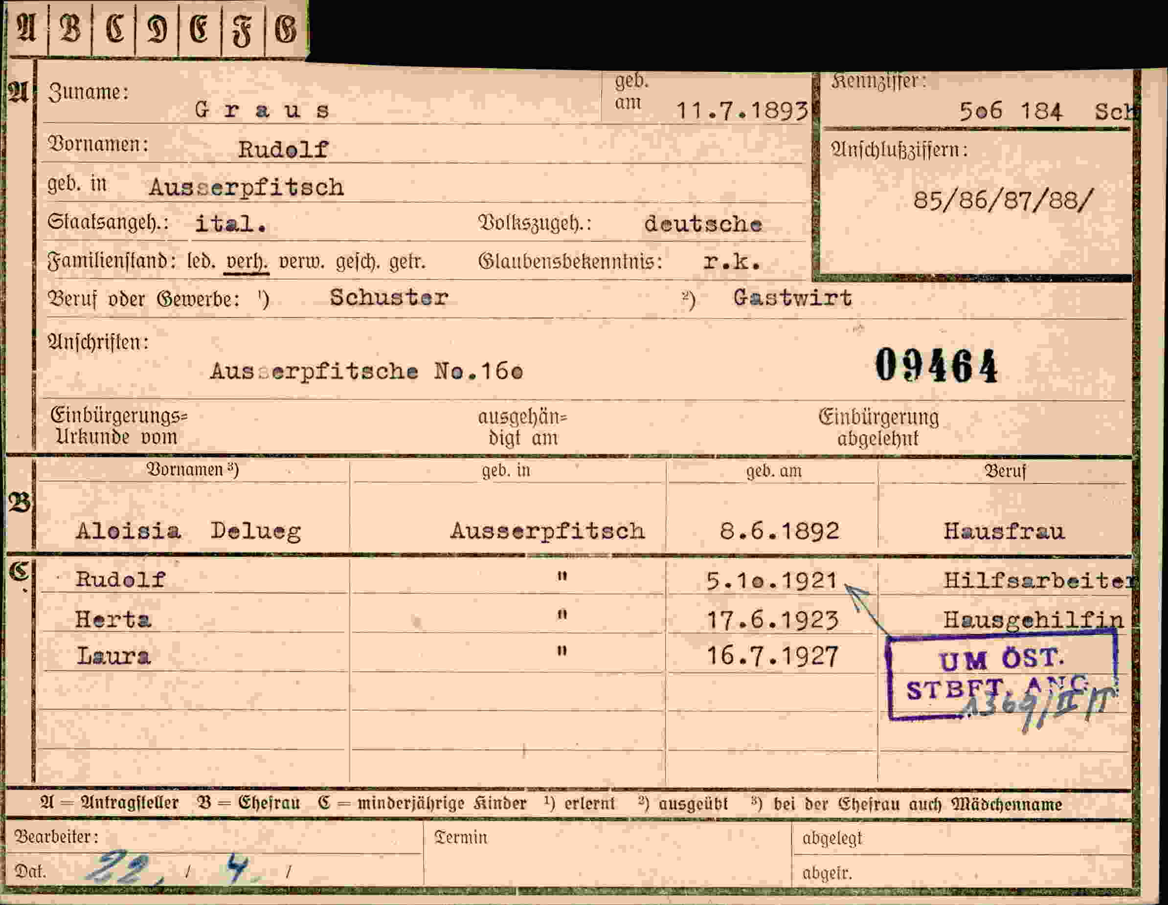 Dokument für Rudolf Graus