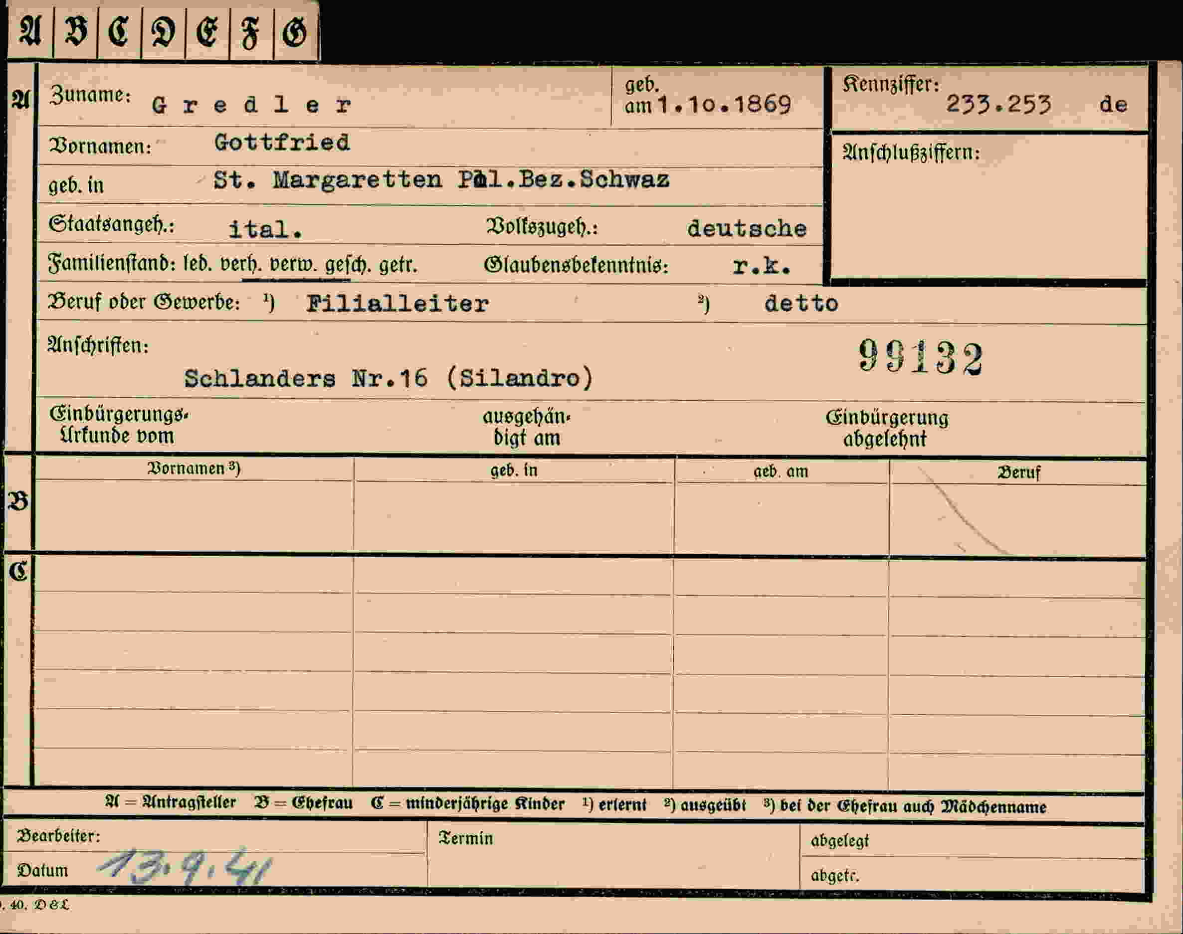 Dokument für Gottfried Gredler