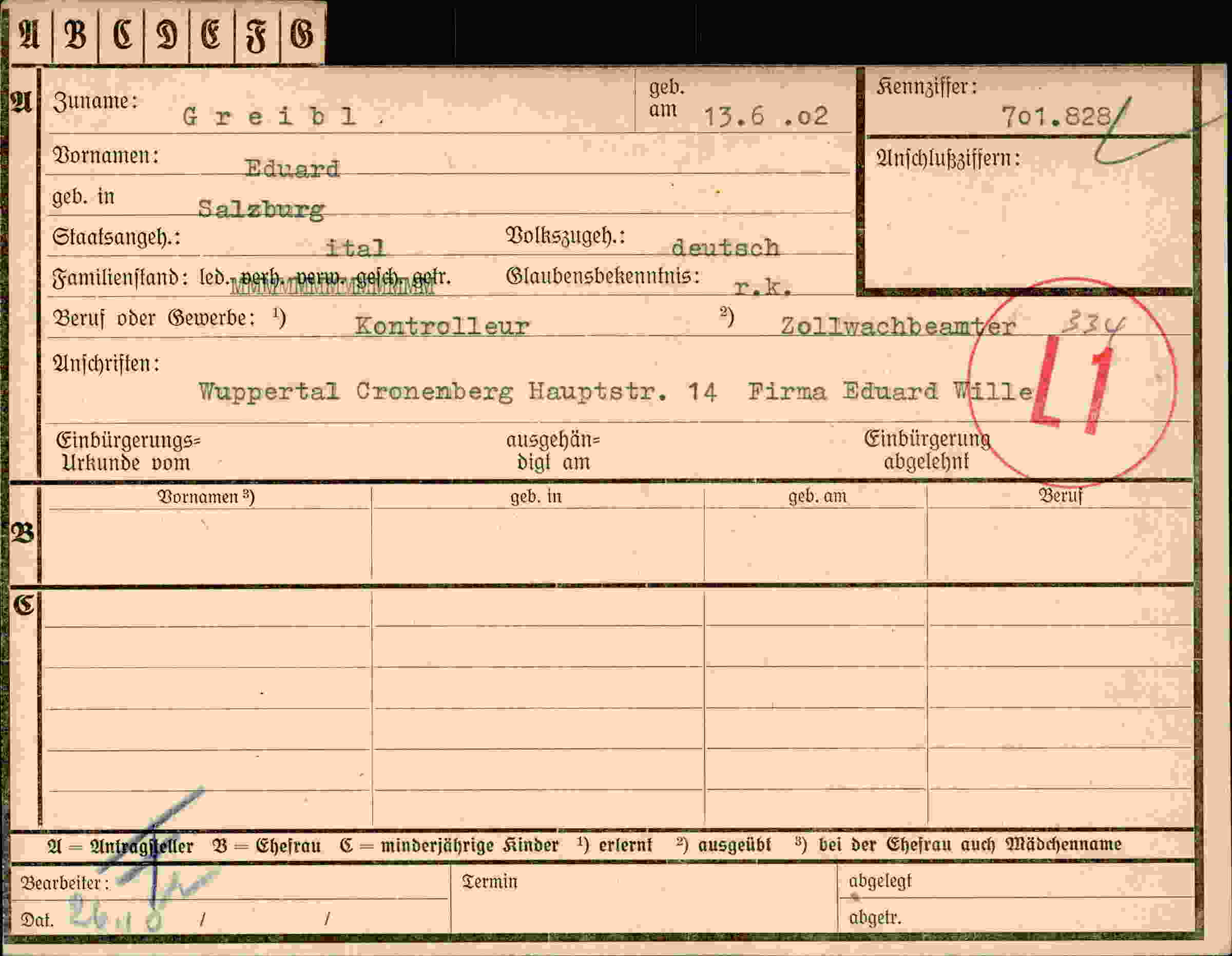 Dokument für Eduard Greibl