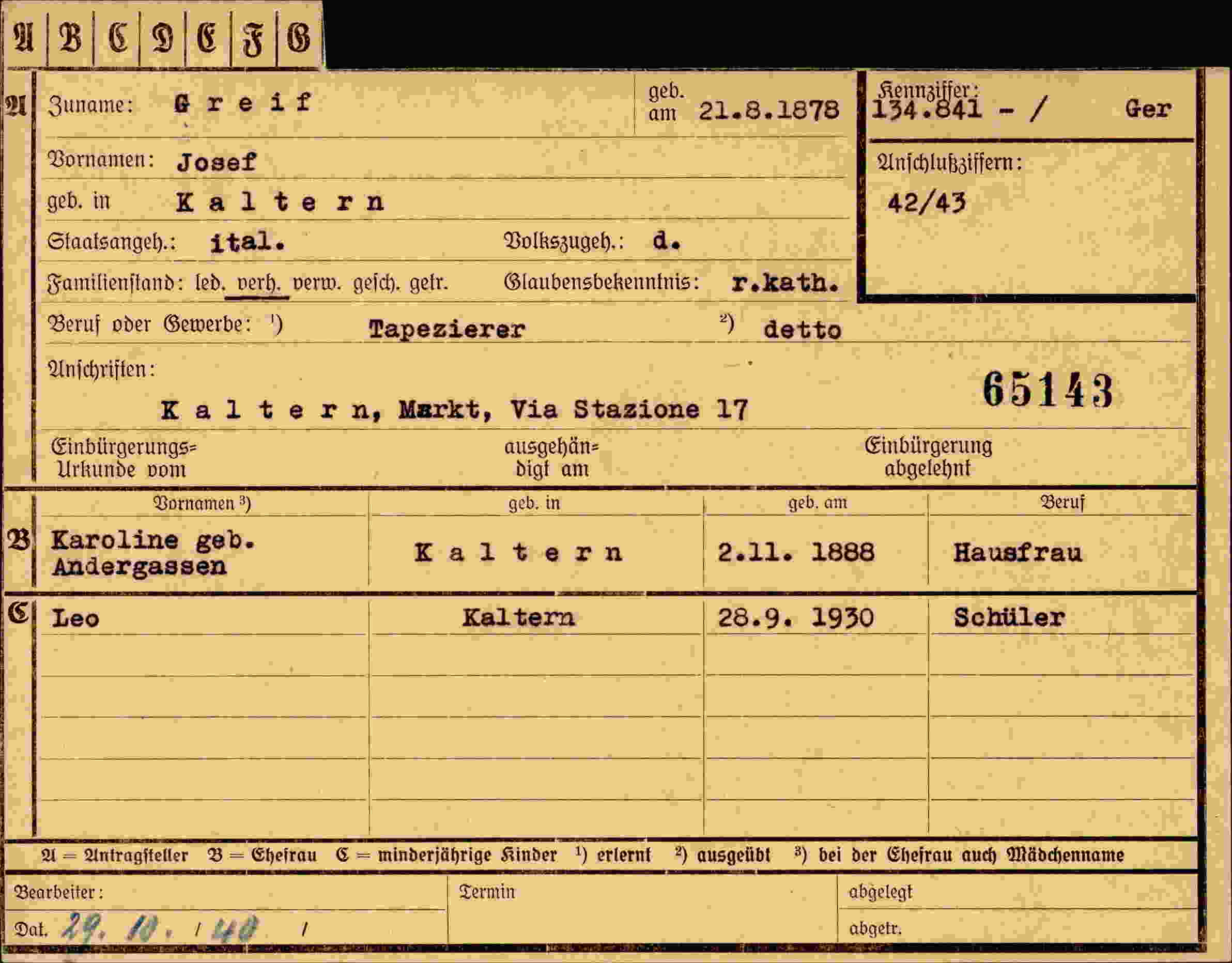 Vorderseite des Dokuments