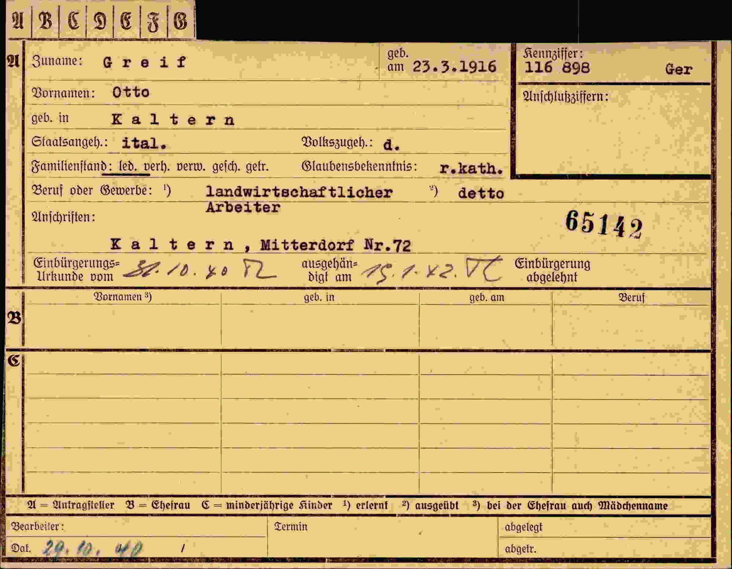 Vorderseite des Dokuments
