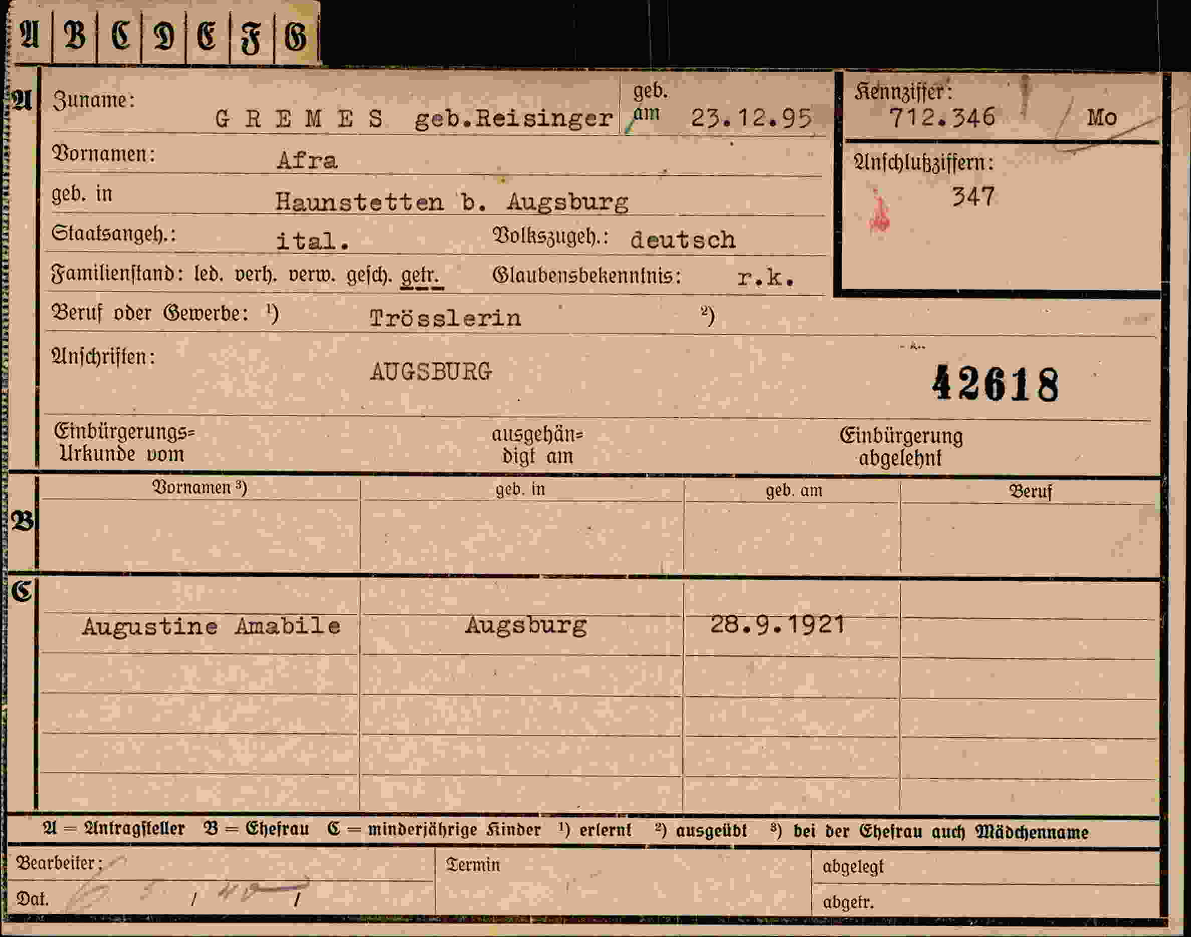 Dokument für Afra Gremes