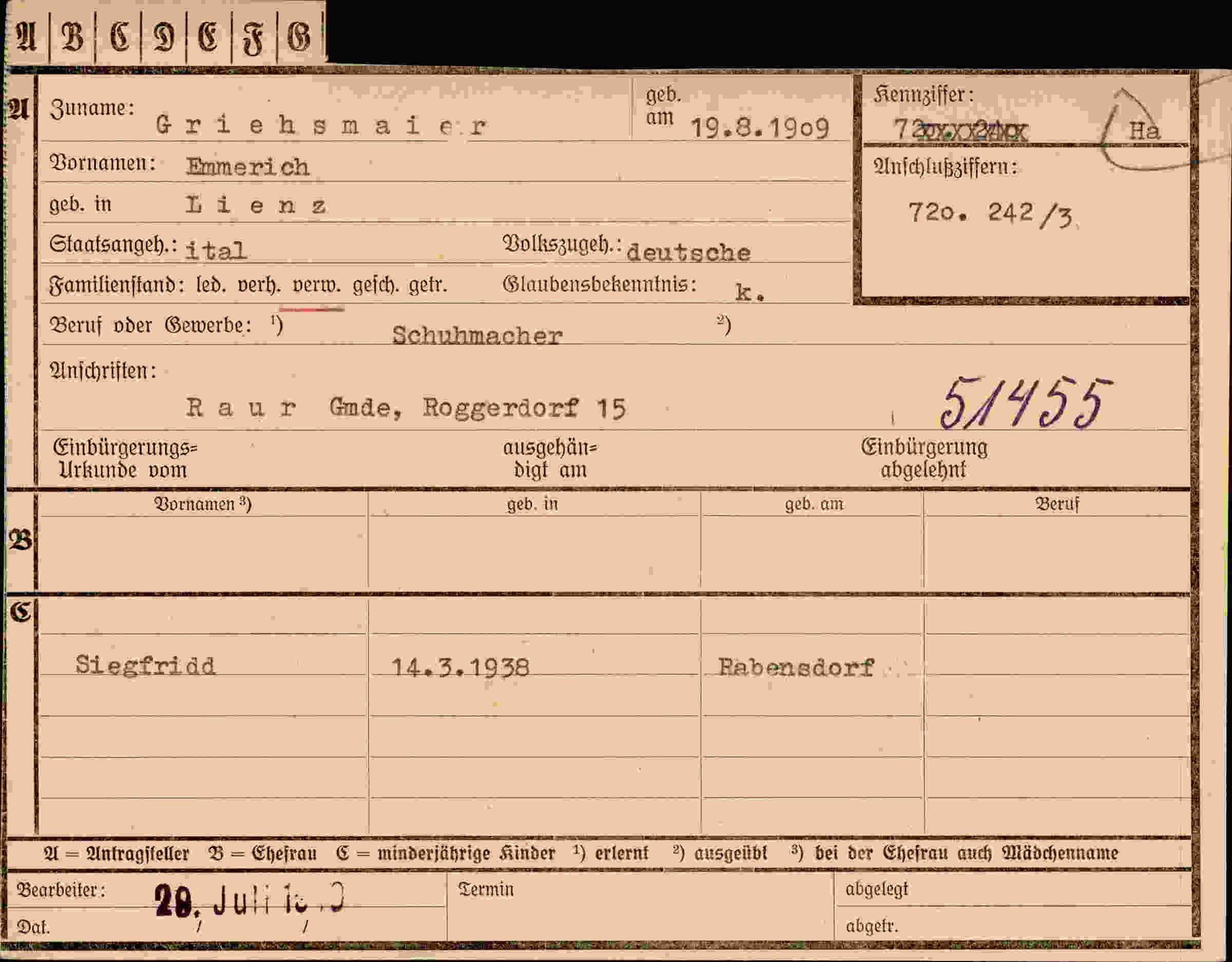 Vorderseite des Dokuments