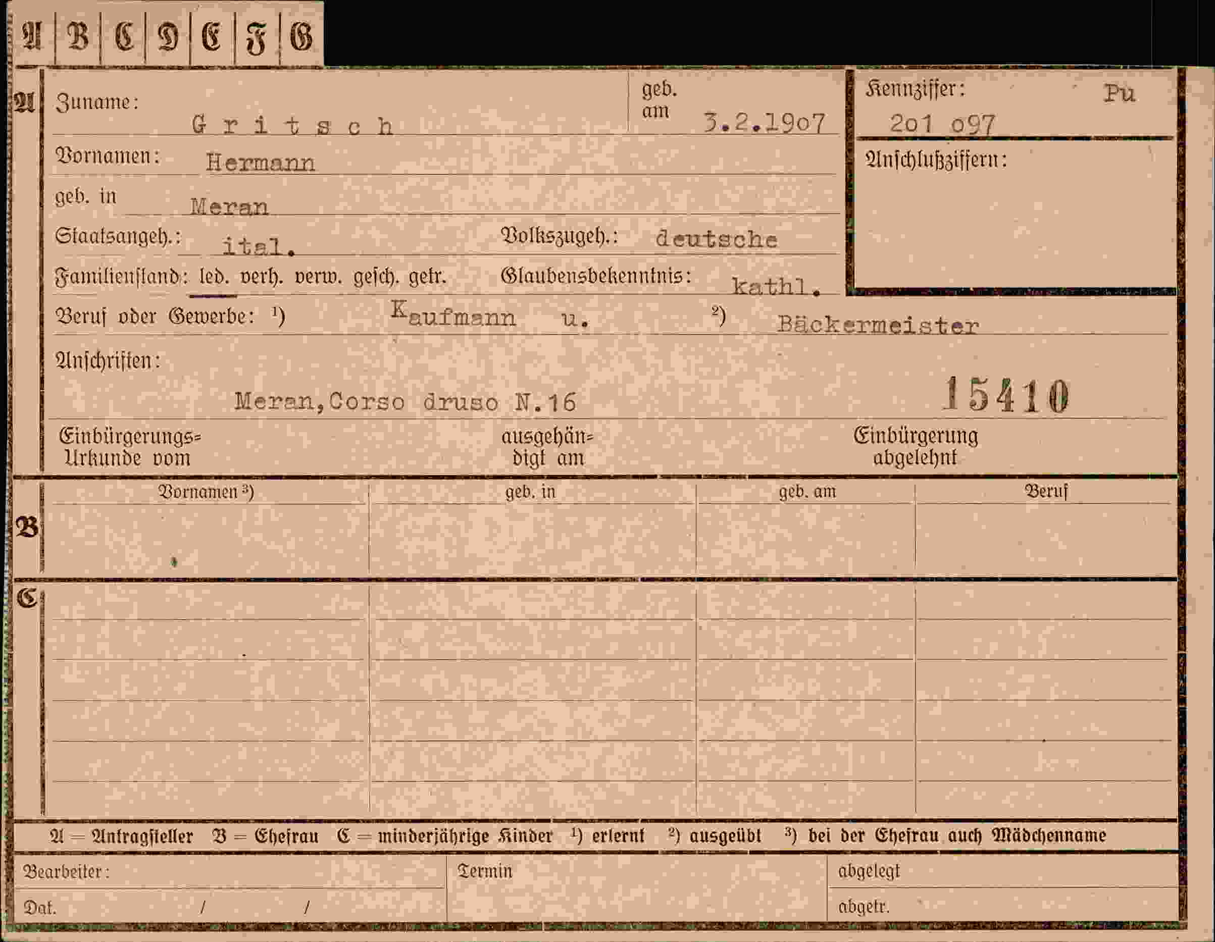 Dokument für Hermann Gritsch