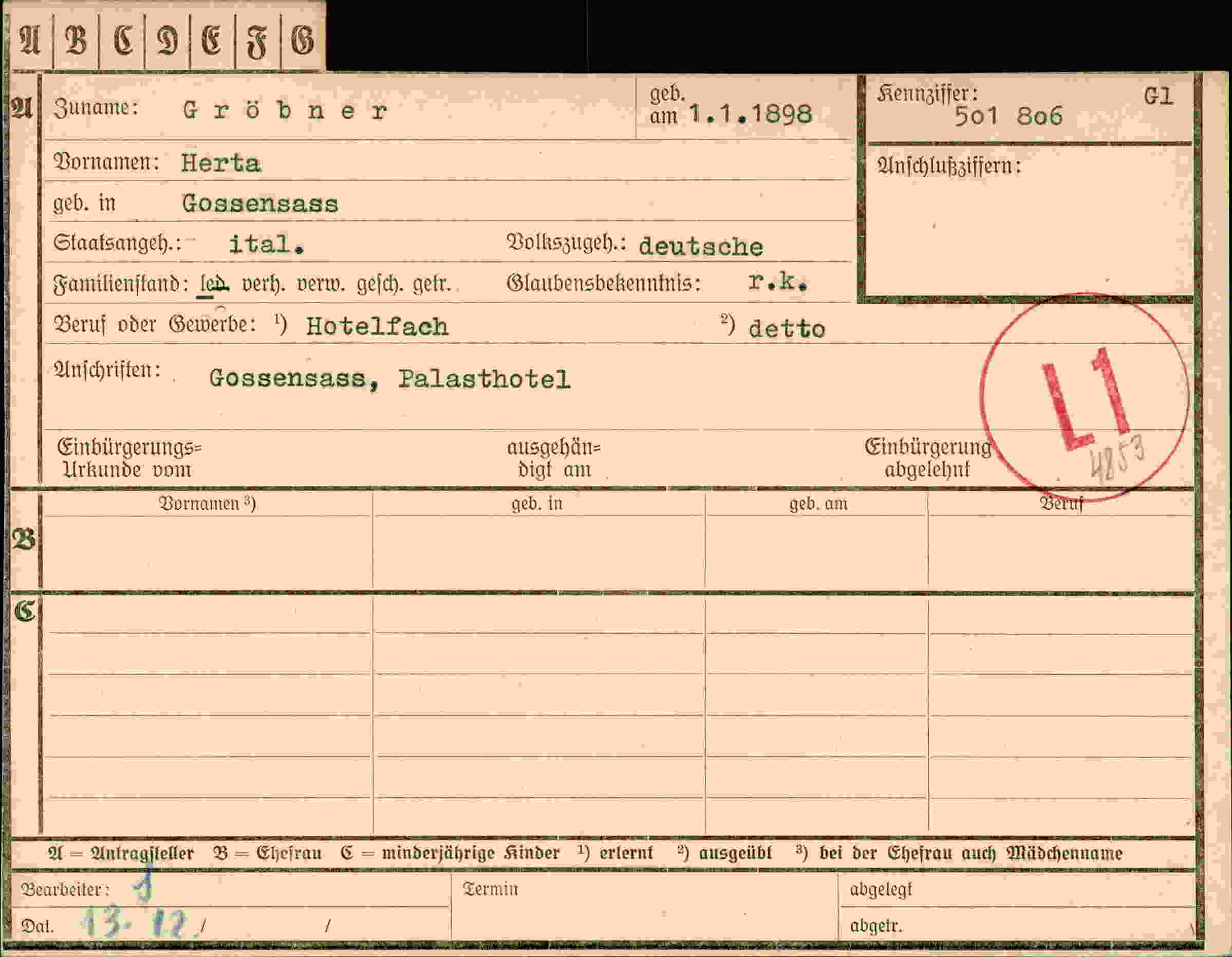 Vorderseite des Dokuments