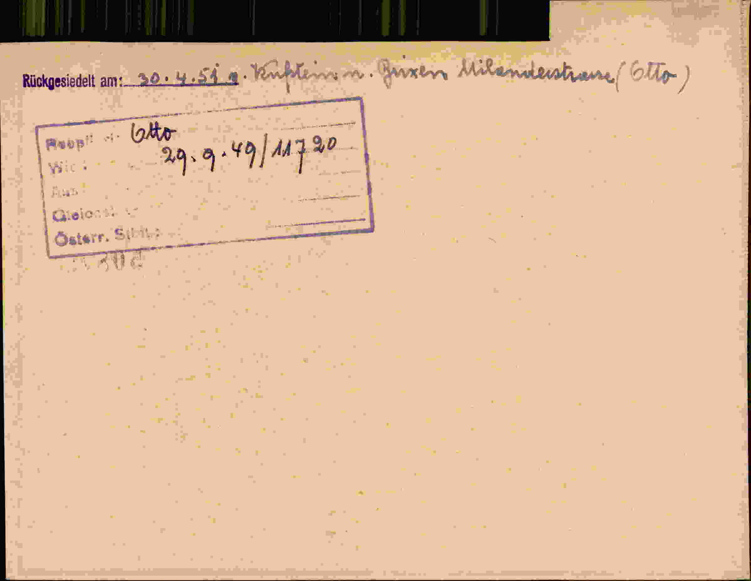 Rückseite des Dokuments