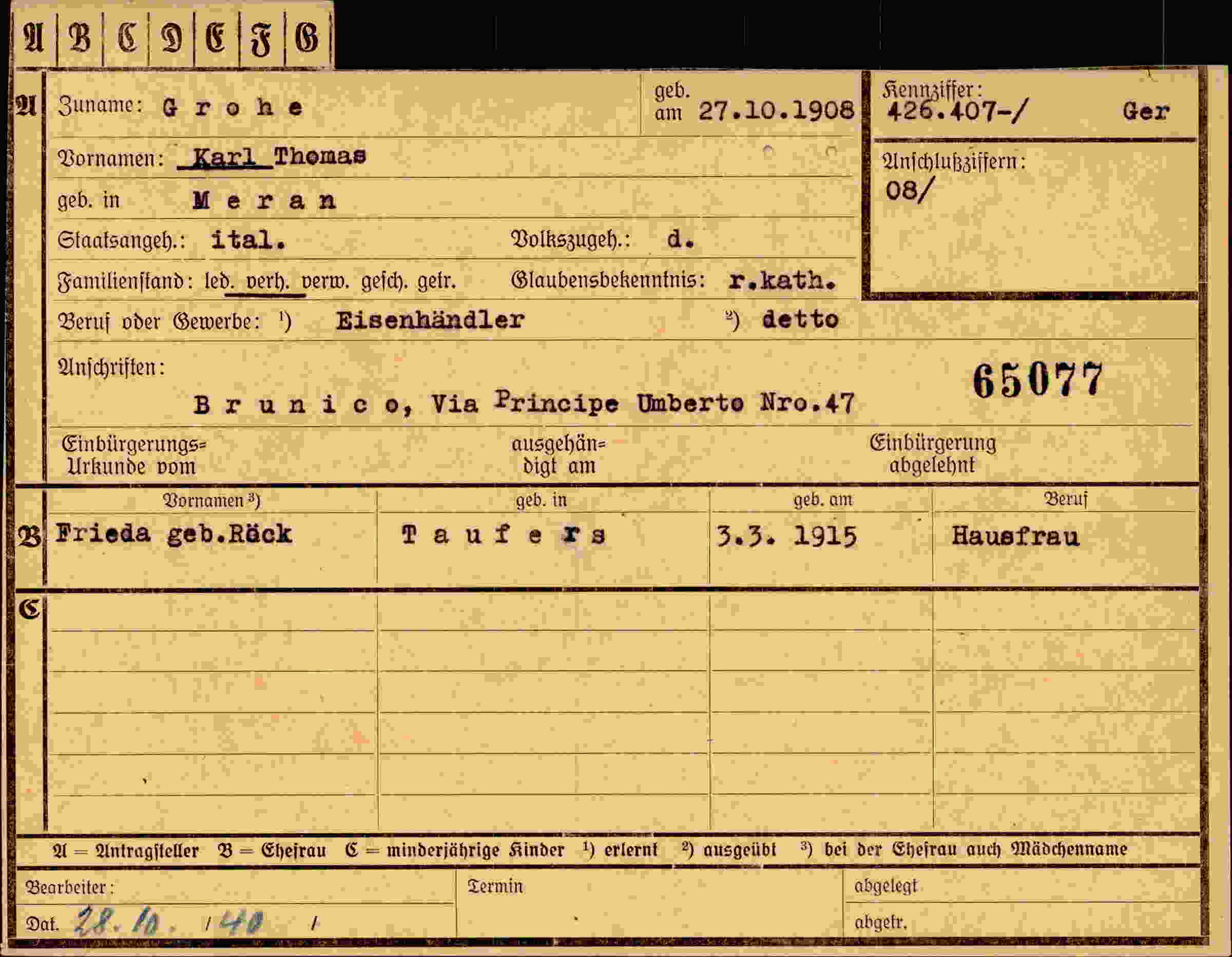 Dokument für Karl Thomas Grohe