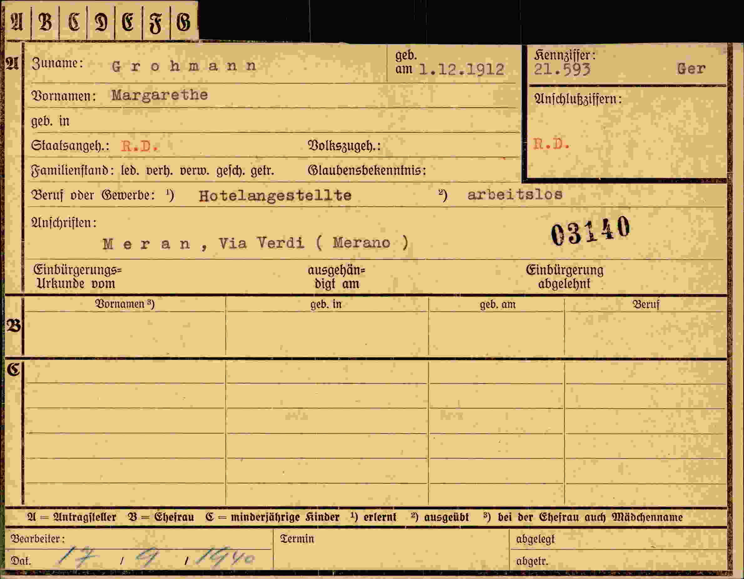 Dokument für Margarethe Grohmann
