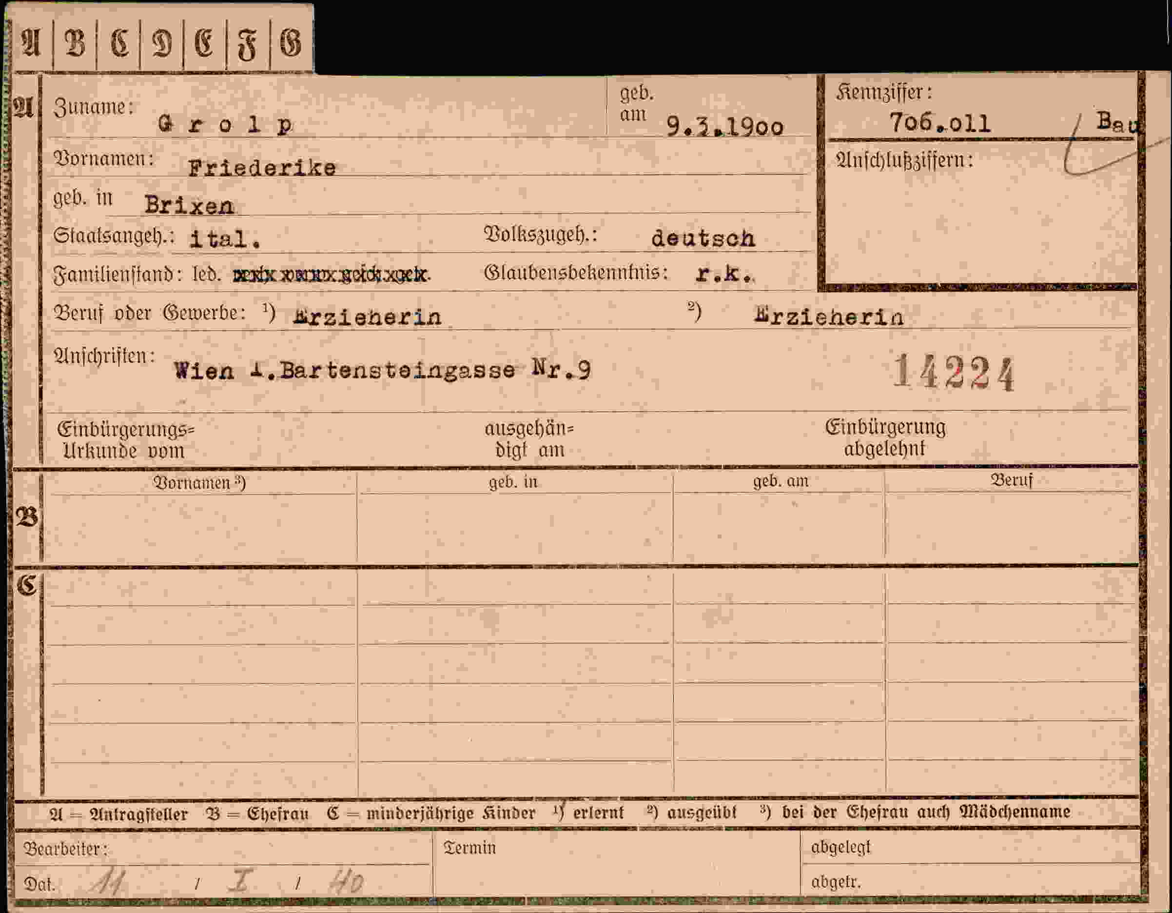 Vorderseite des Dokuments