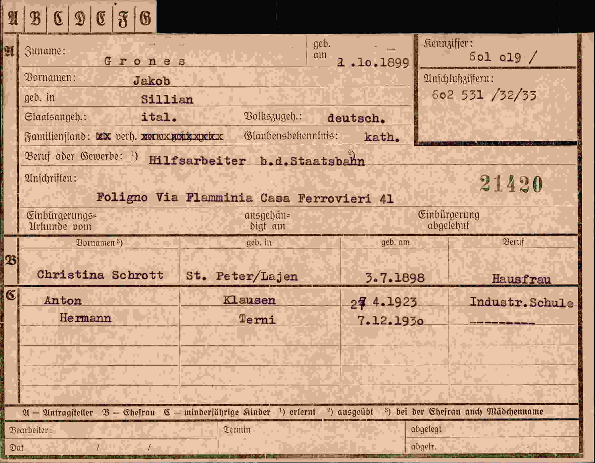 Dokument für Jakob Grones
