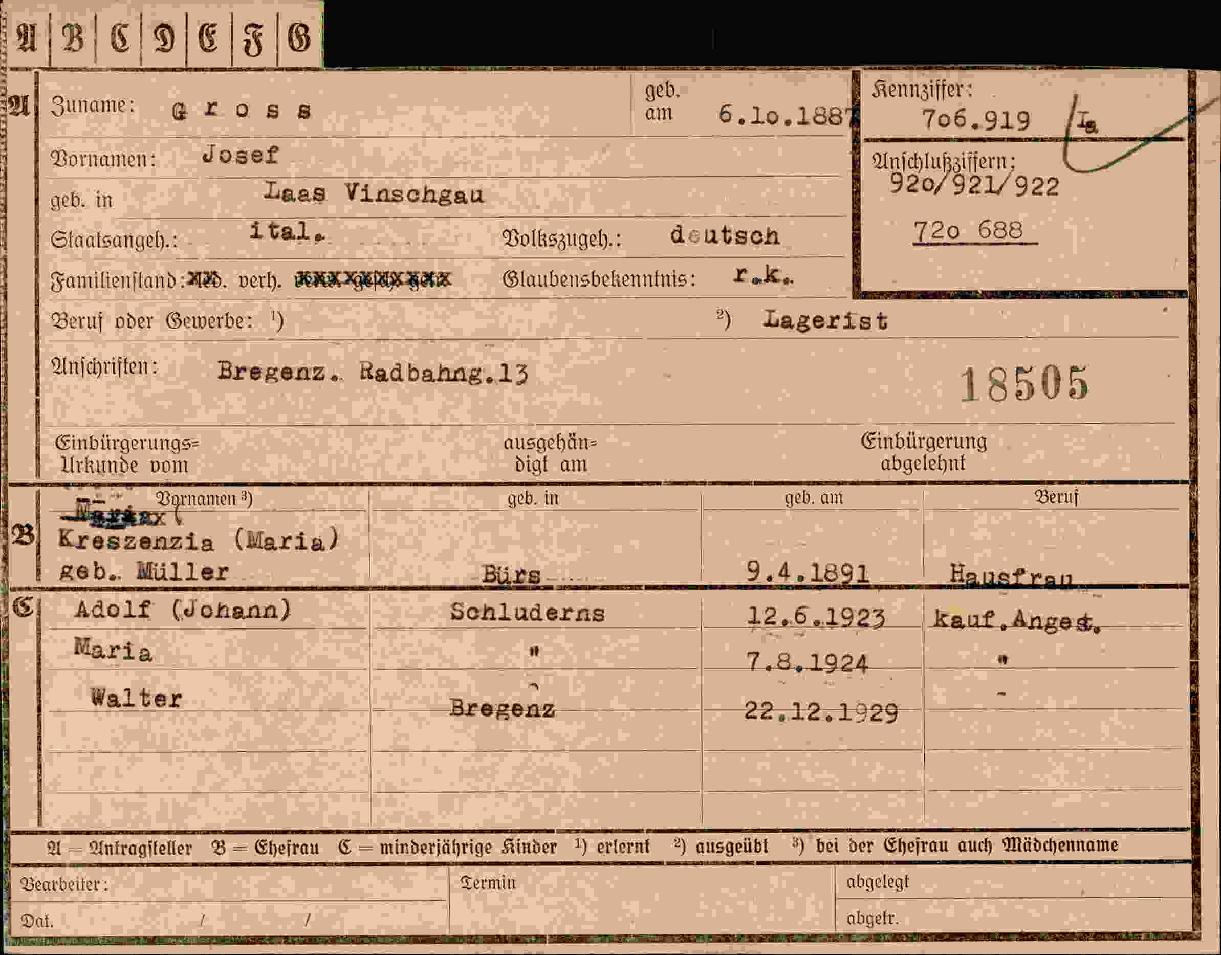 Vorderseite des Dokuments