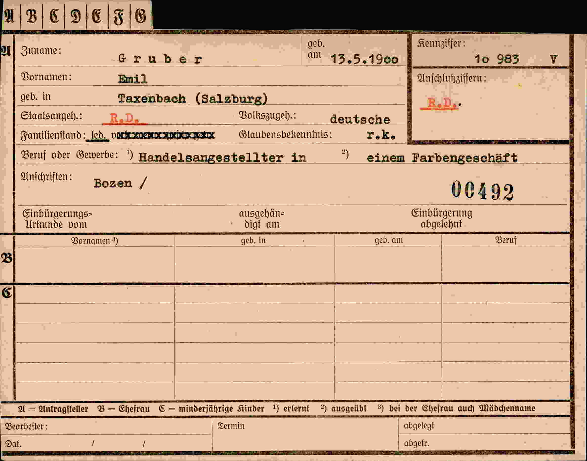 Dokument für Emil Gruber