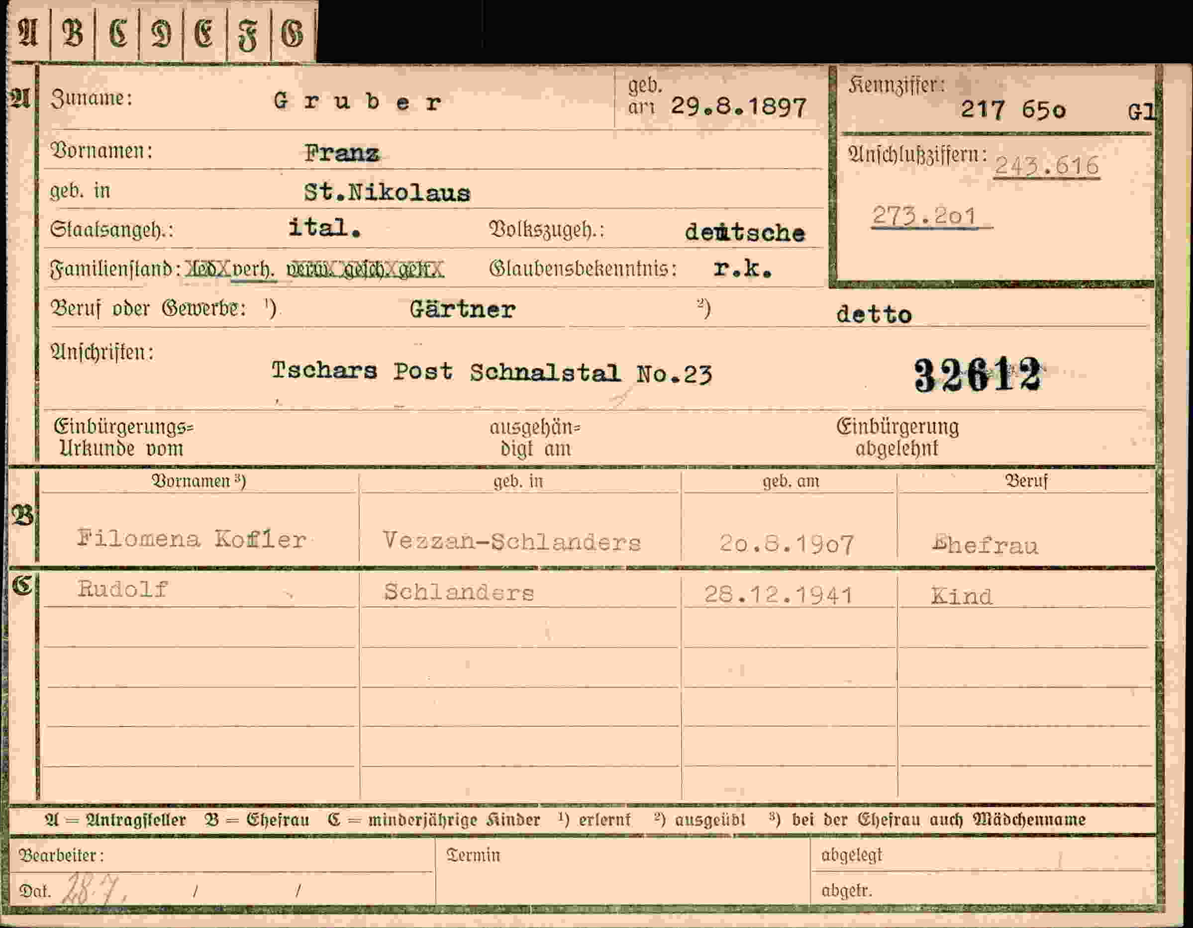 Dokument für Franz Gruber