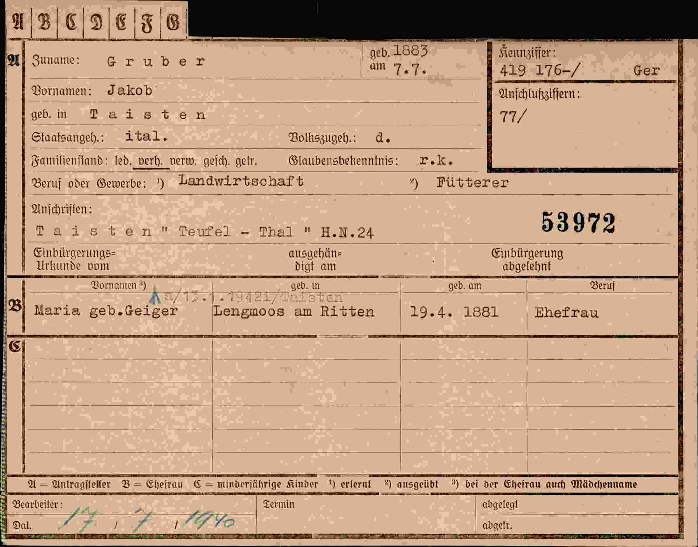 Vorderseite des Dokuments