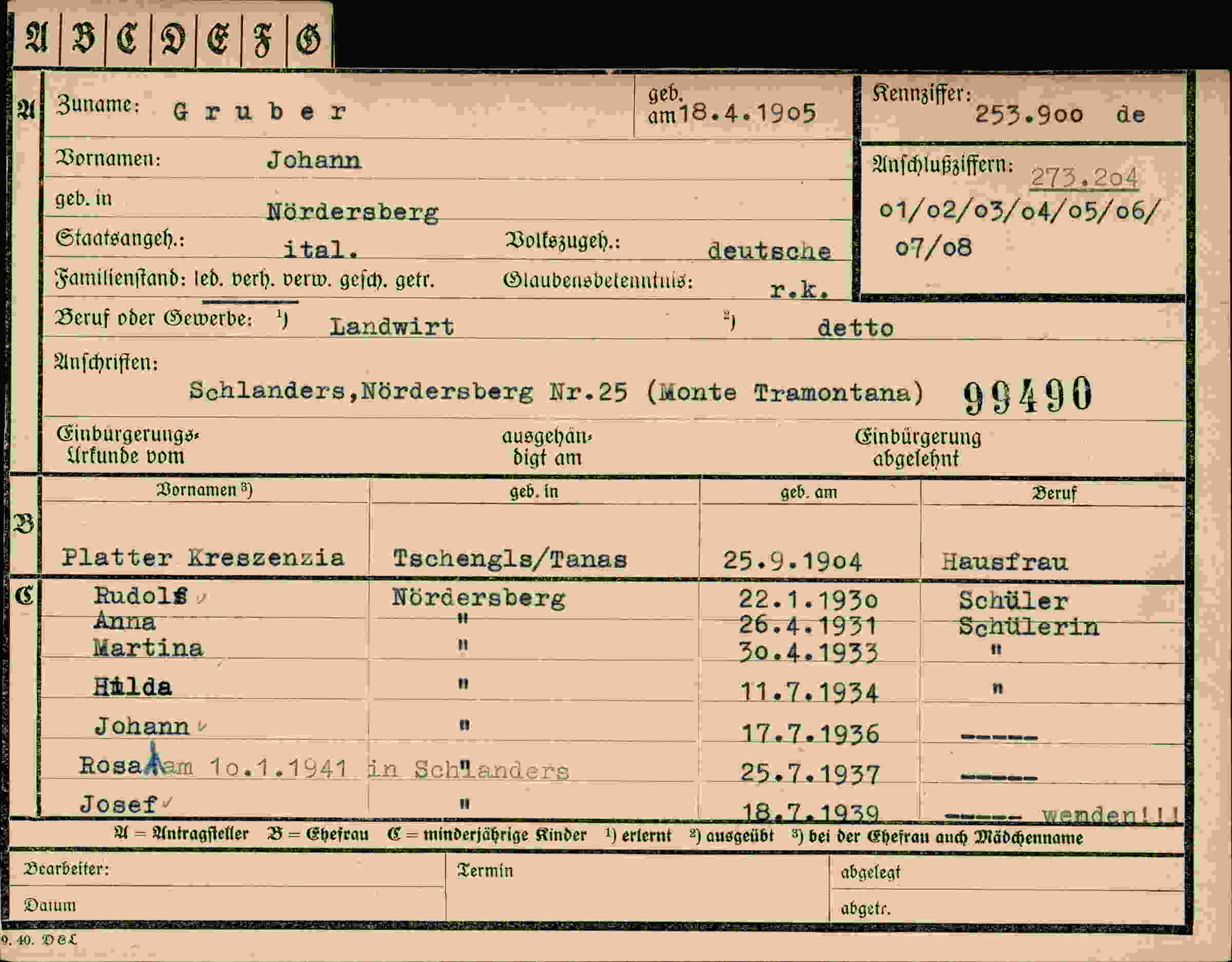 Vorderseite des Dokuments