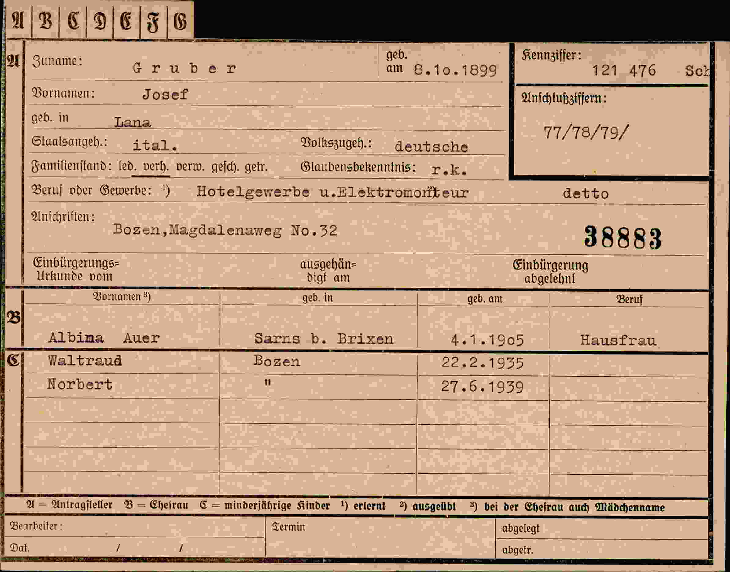 Vorderseite des Dokuments