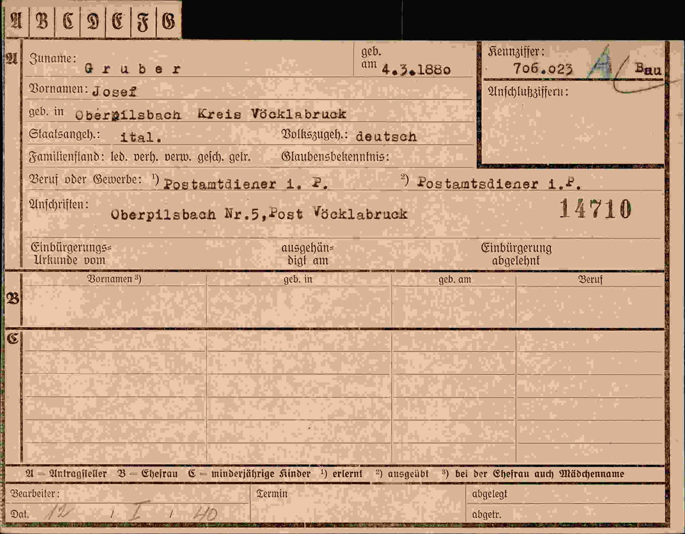 Vorderseite des Dokuments