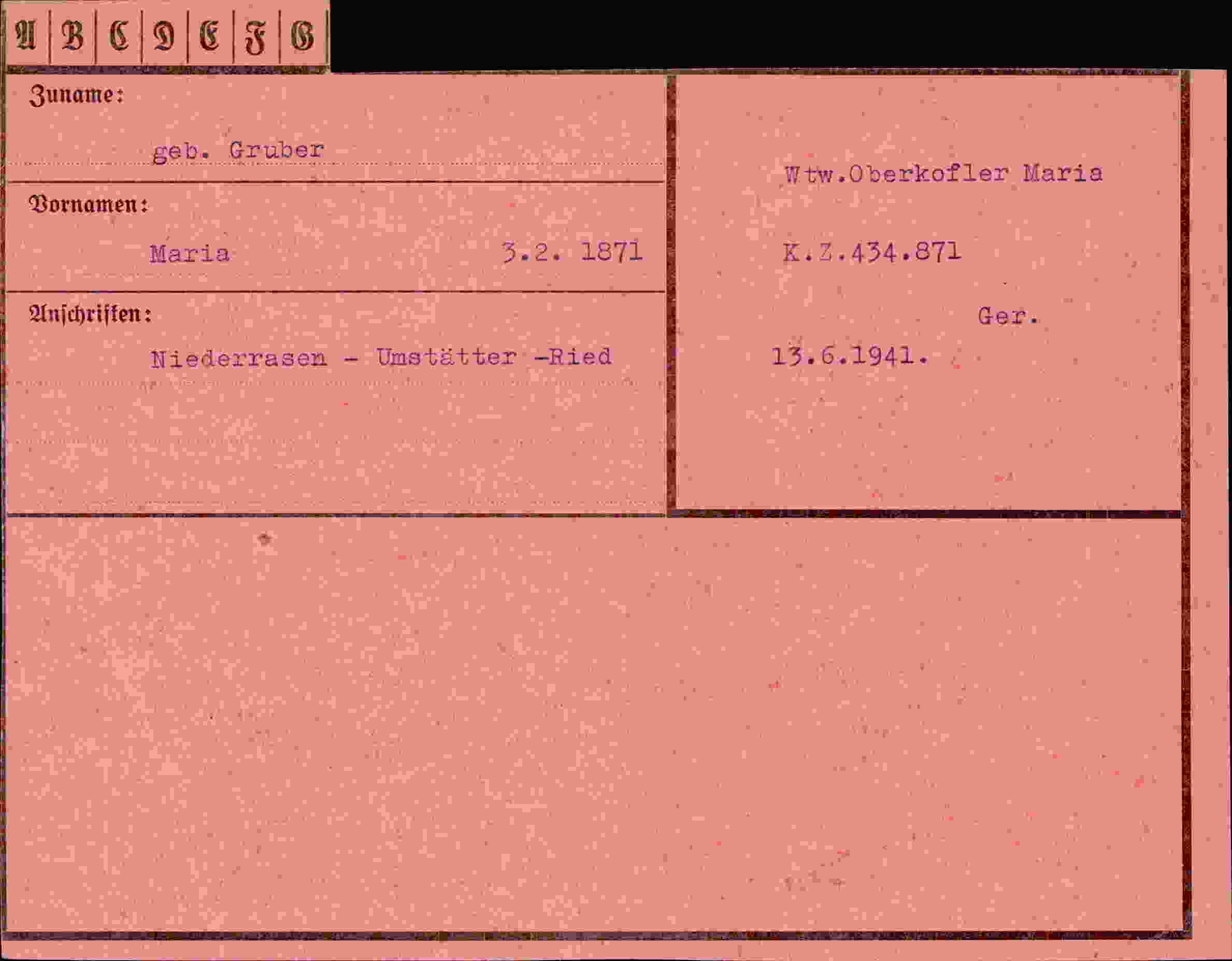 Vorderseite des Dokuments