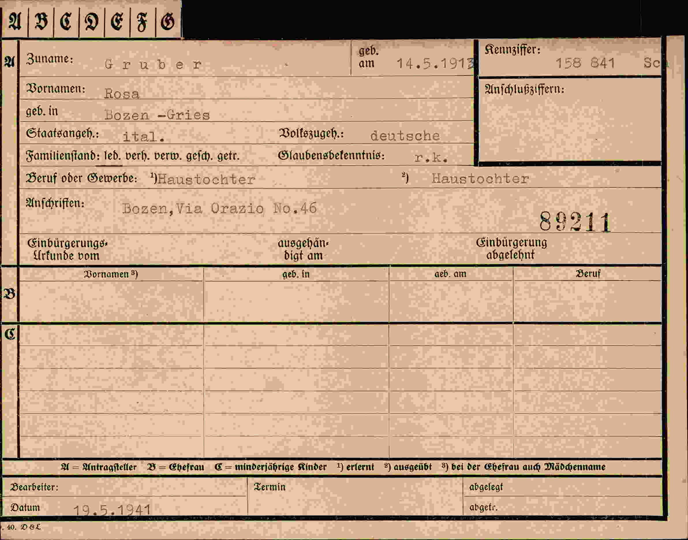 Vorderseite des Dokuments