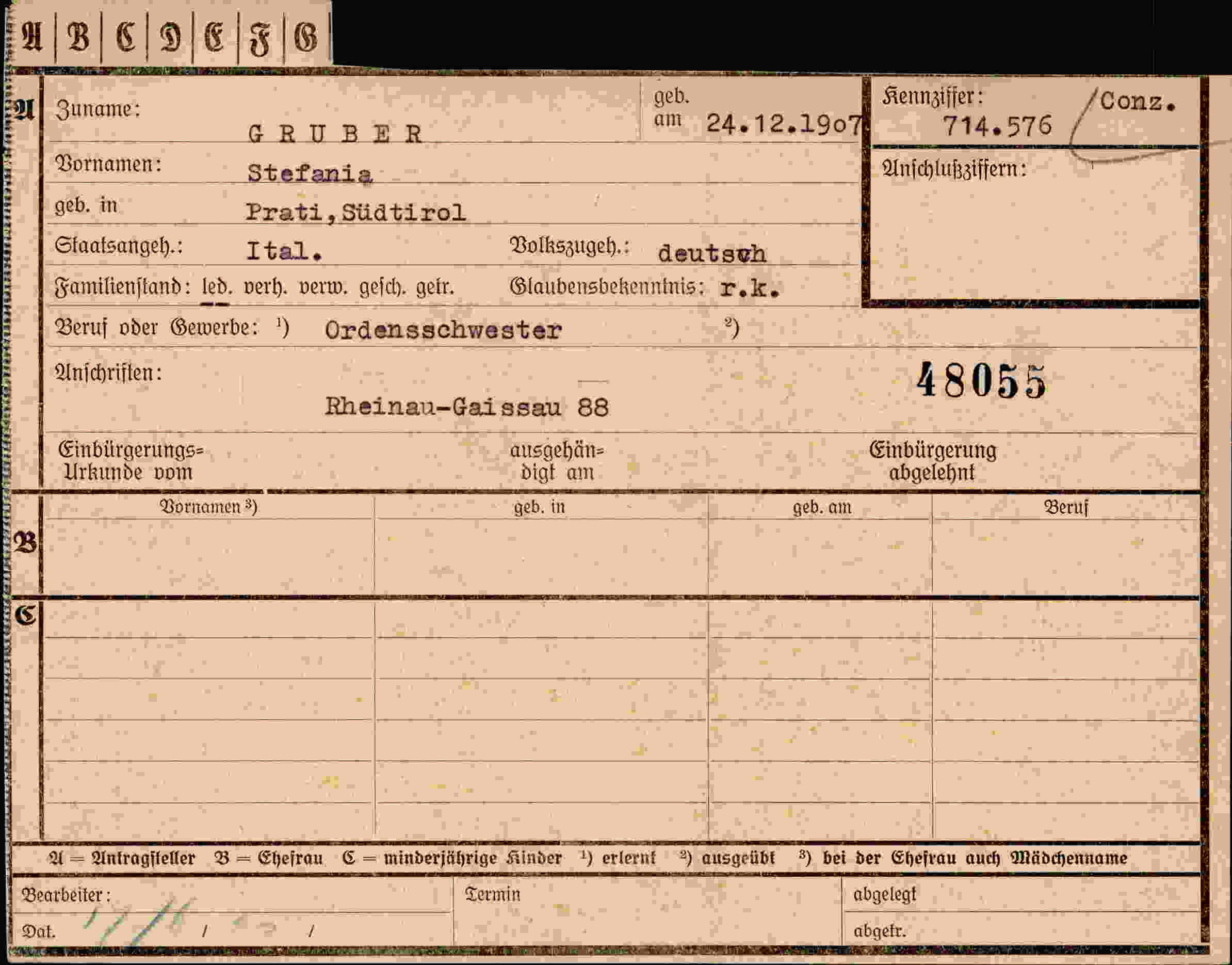 Vorderseite des Dokuments