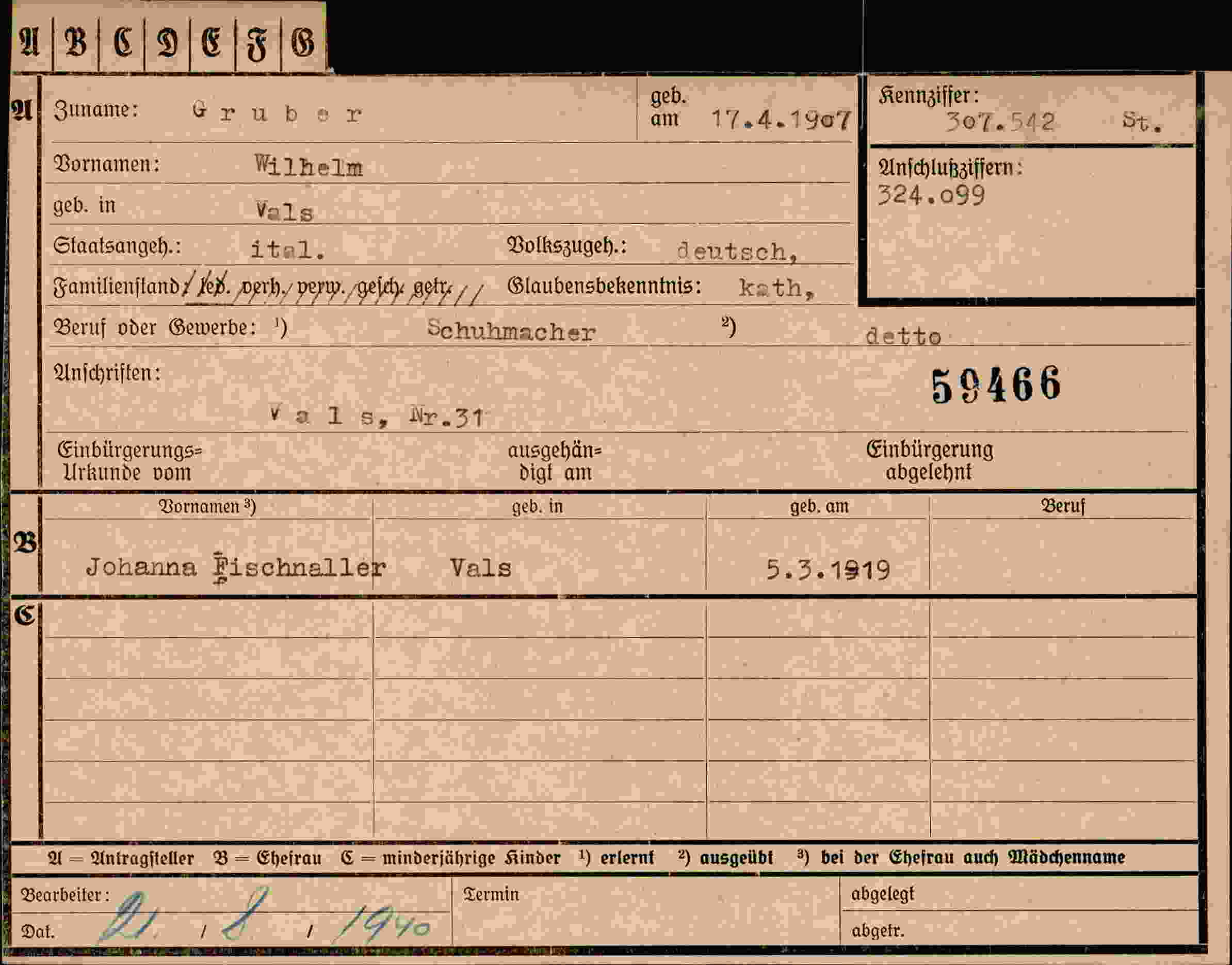 Dokument für Vilhelm Gruber