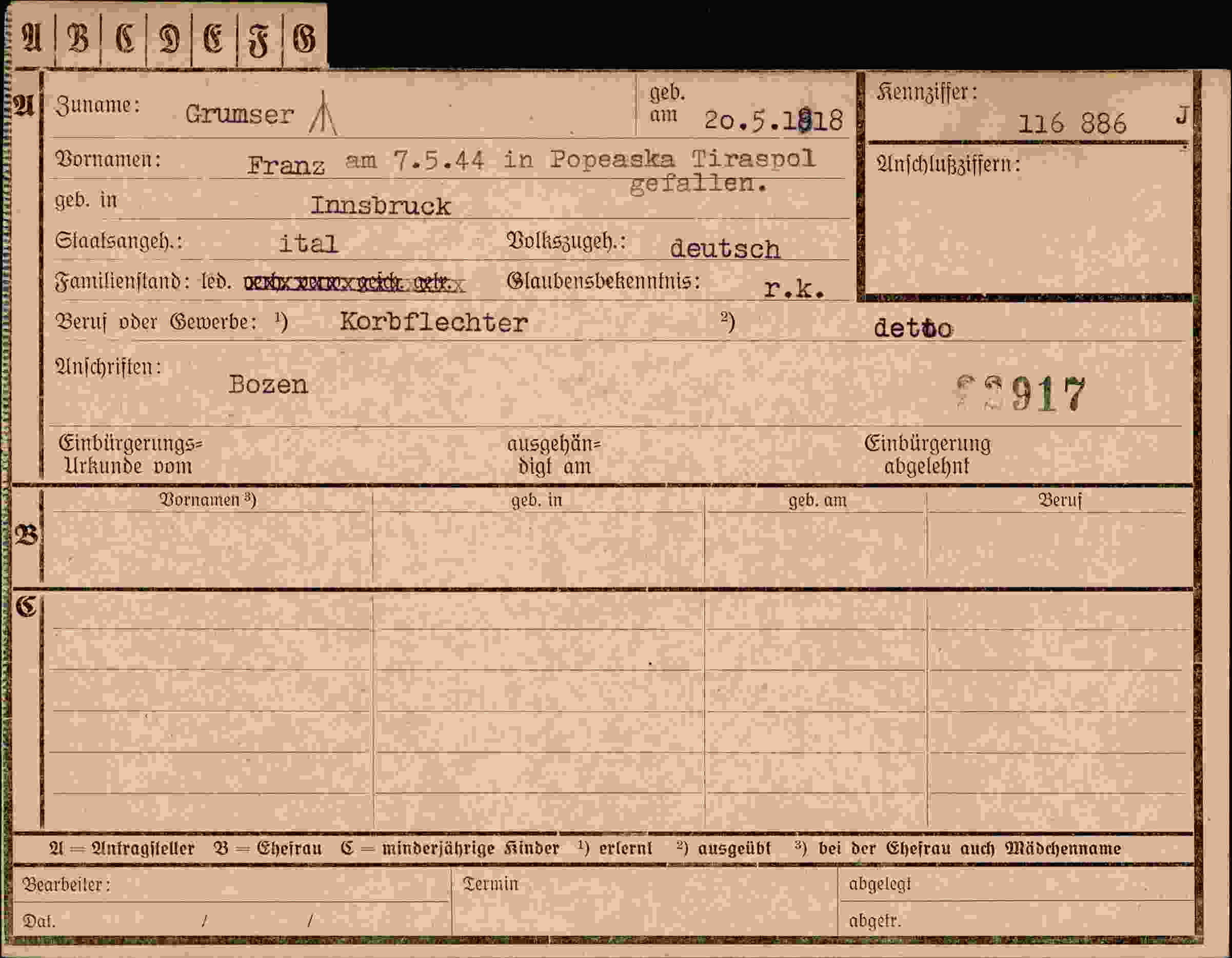 Dokument für Franz Grumser