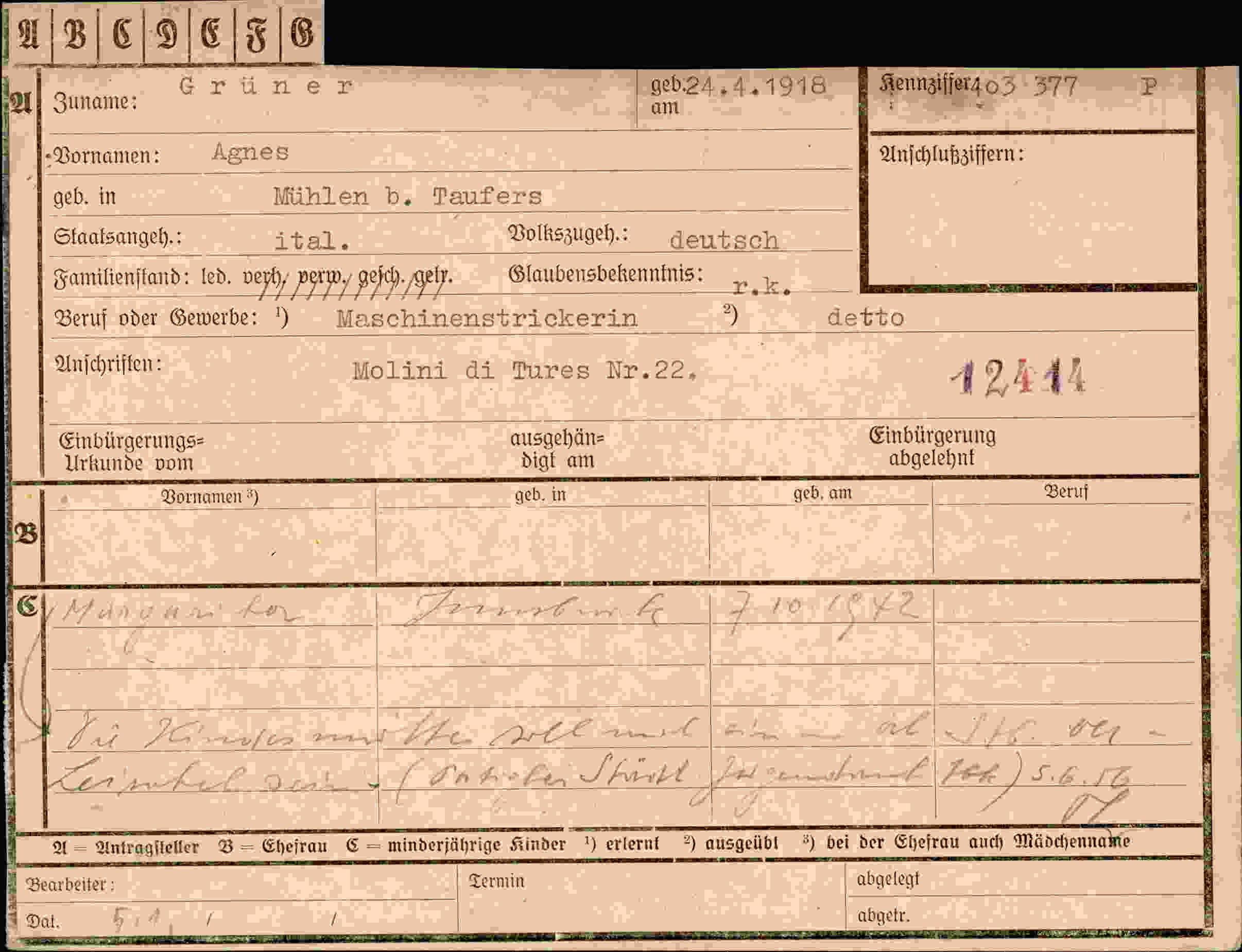 Dokument für Agnes Grüner