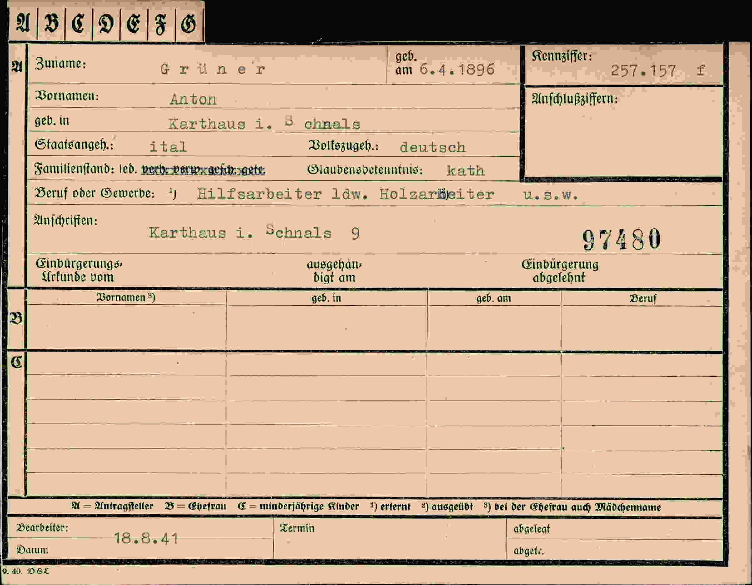 Dokument für Anton Grüner