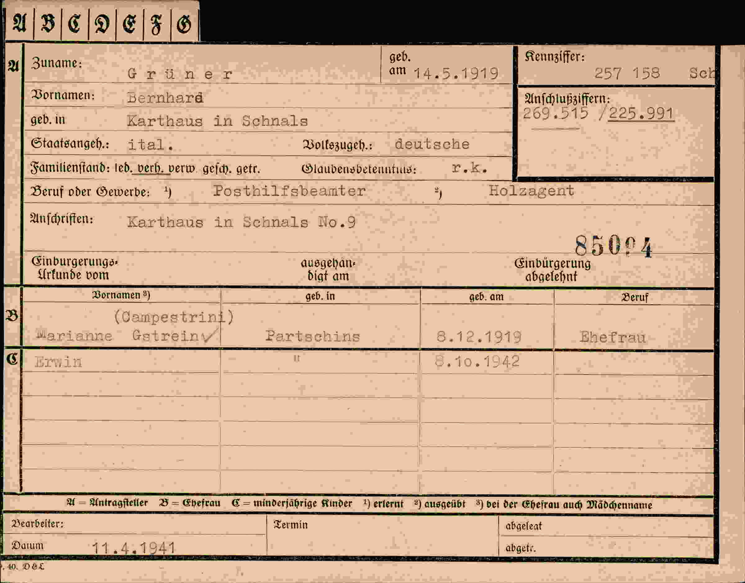 Dokument für Bernhard Grüner